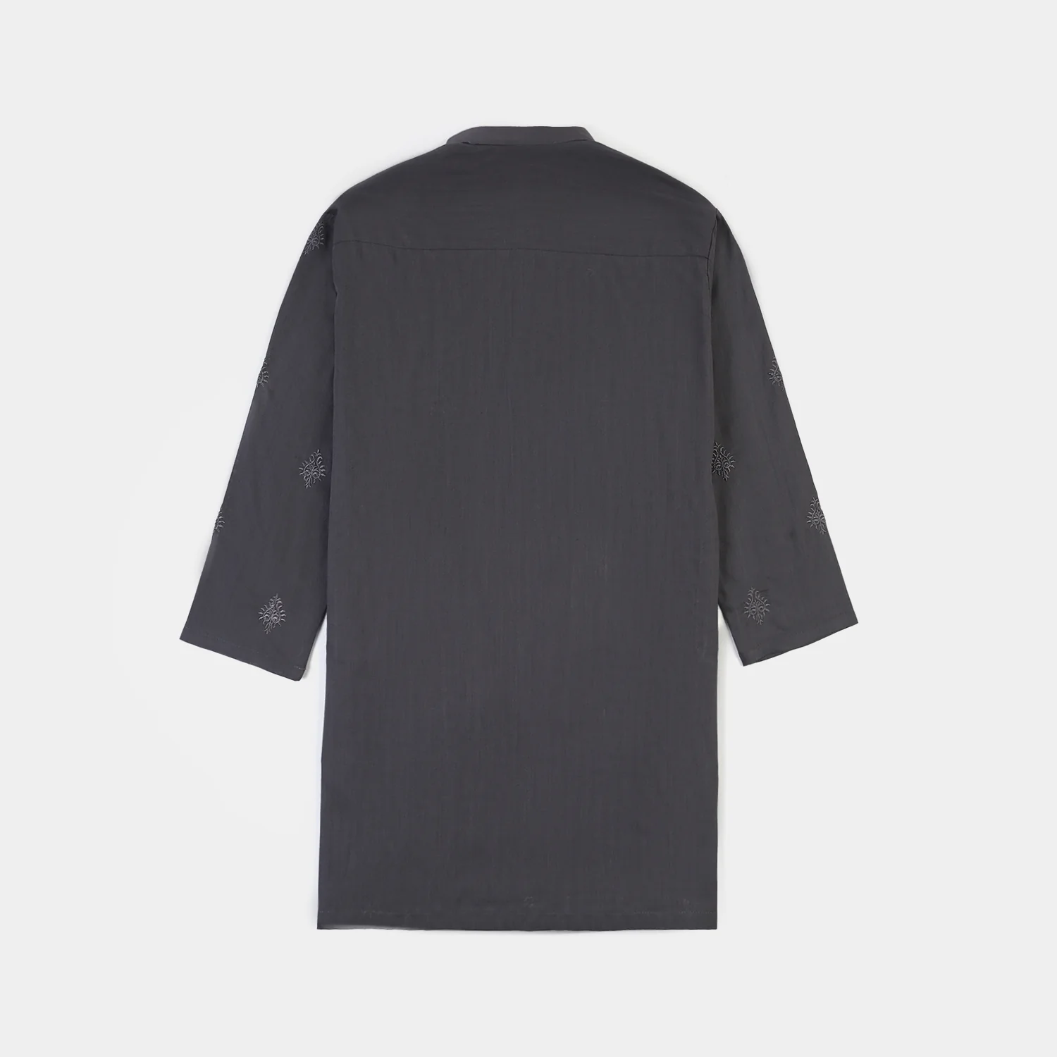Boys Cotton Slub EMB Kurta (Charcoal) - Image 4