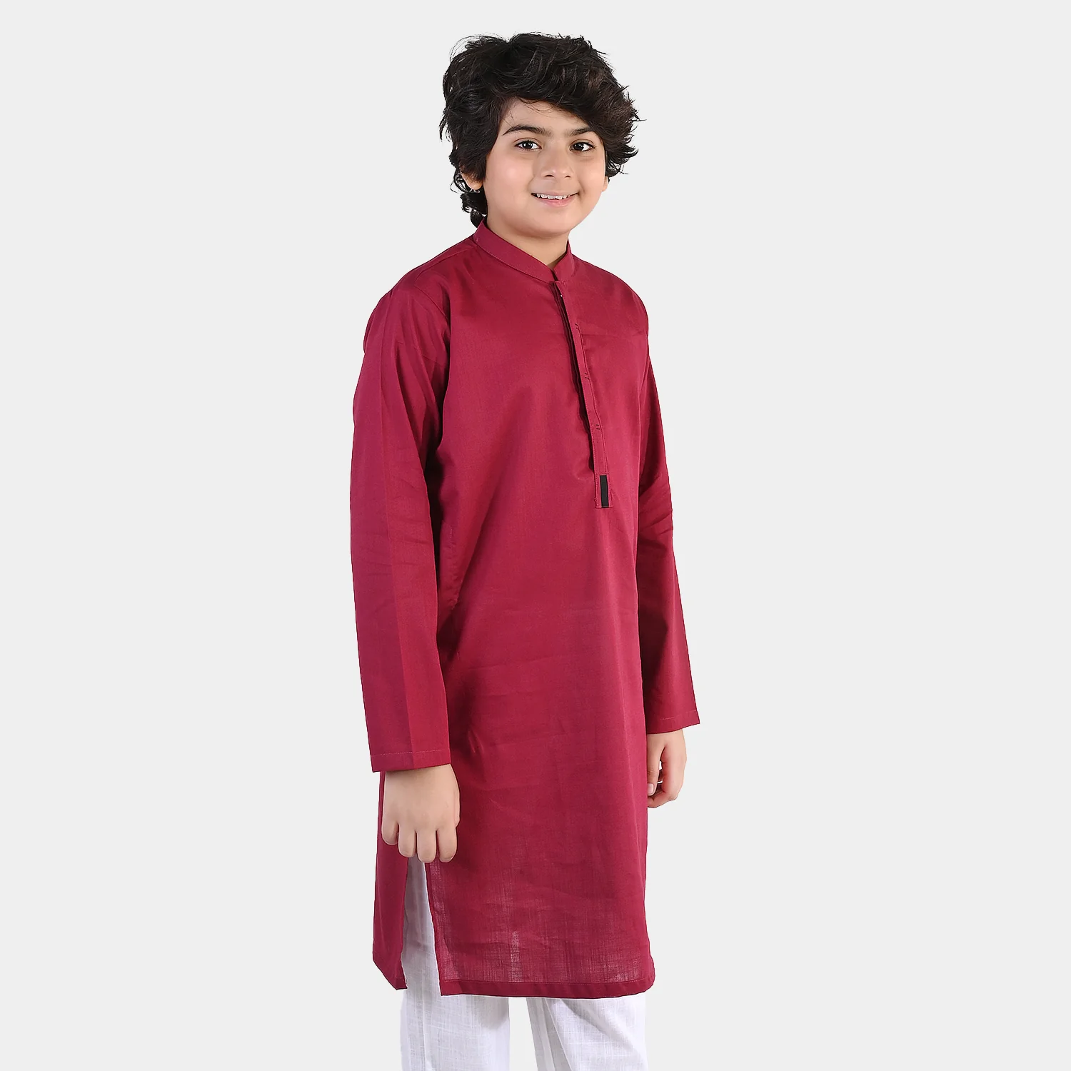 Boys Cotton Slub Kurta (Beet)-RED - Image 2