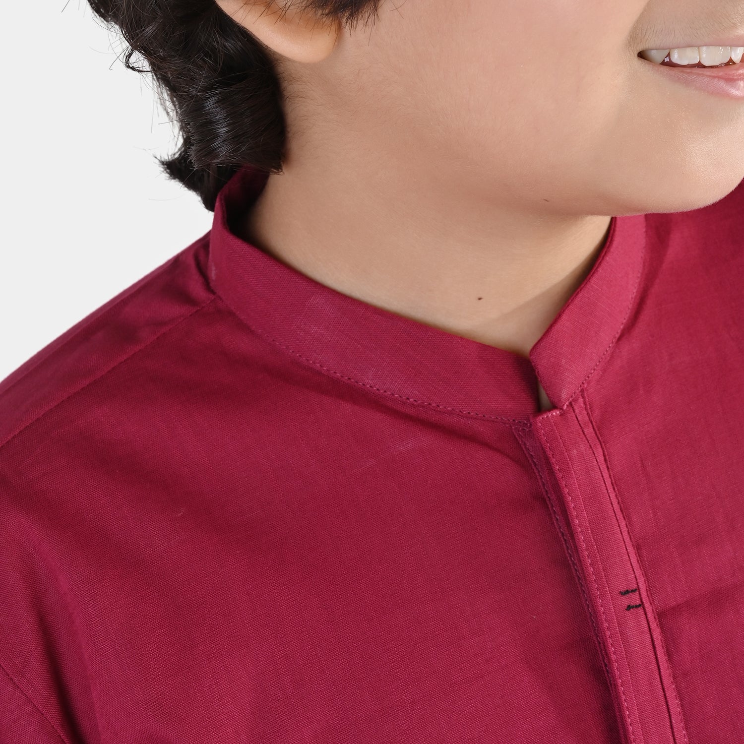 Boys Cotton Slub Kurta (Beet)-RED - Image 6