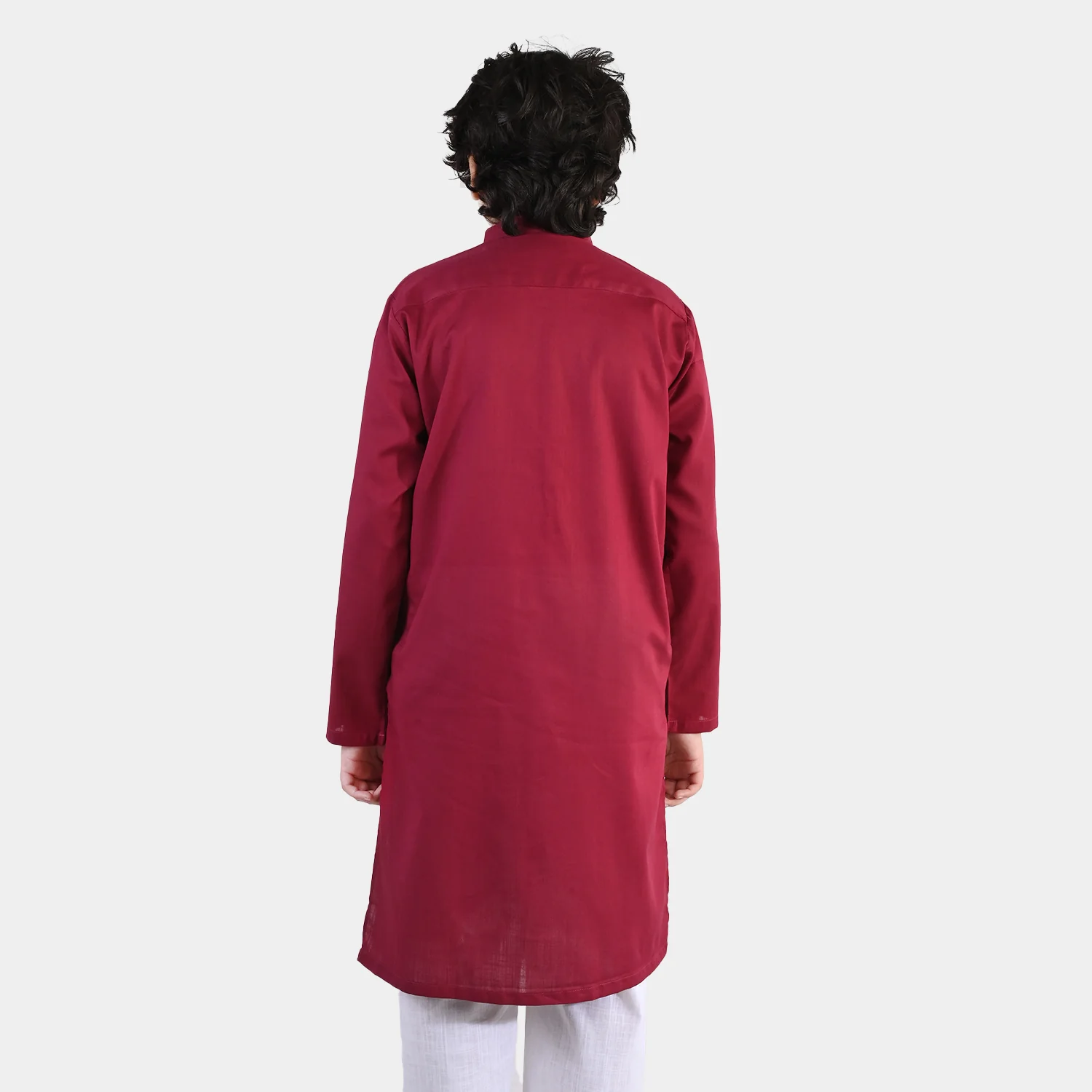 Boys Cotton Slub Kurta (Beet)-RED - Image 7