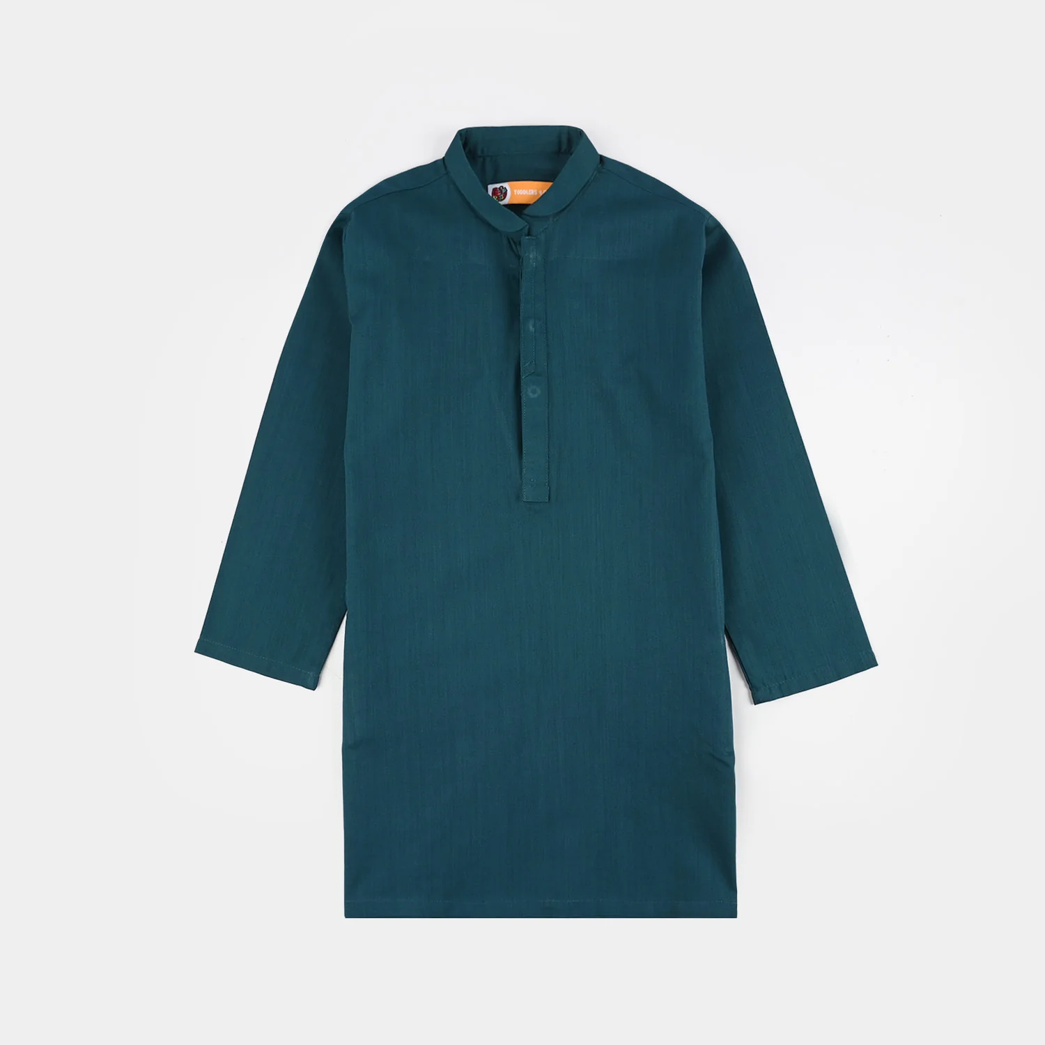 Boys Cotton Slub Kurta (Cut N Sew)- Teal Blue - Image 3