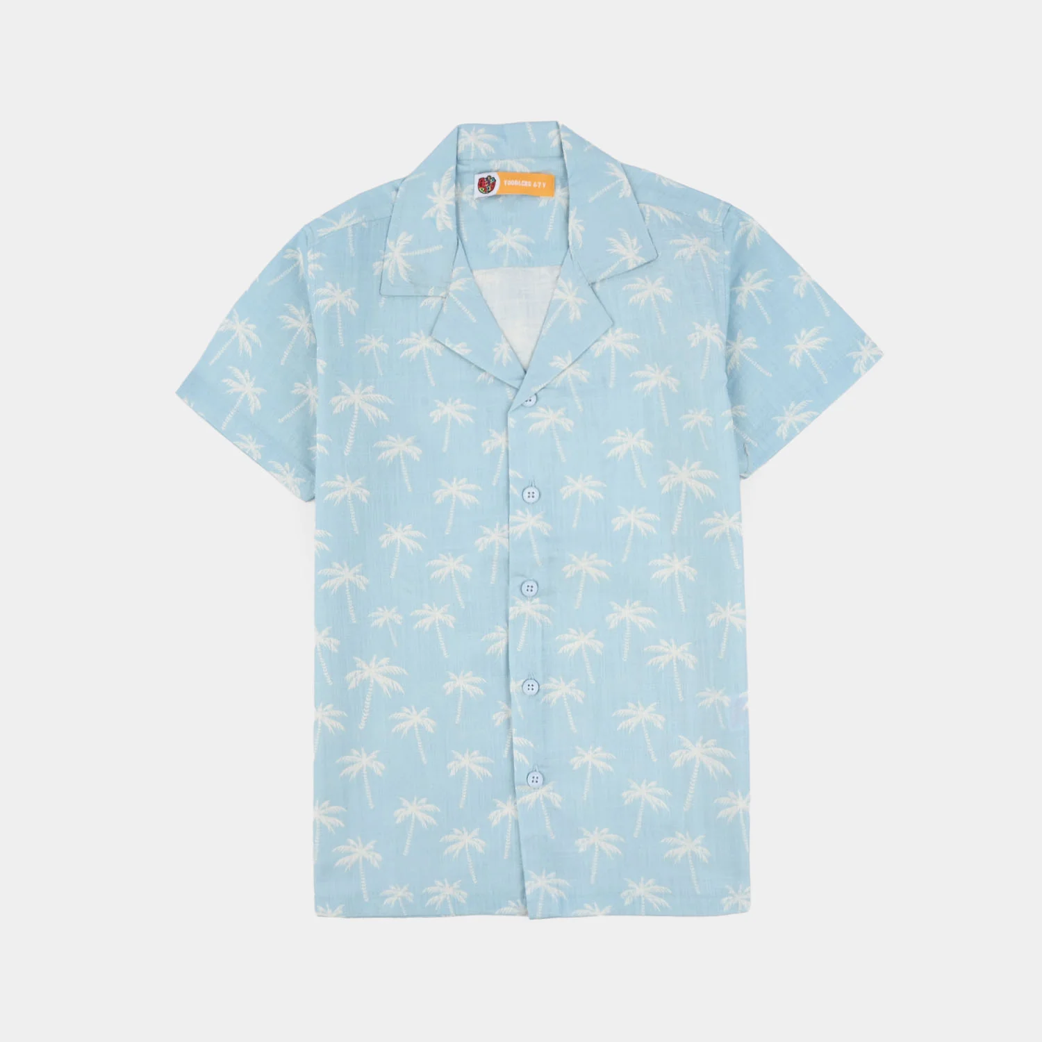 Boys Cotton Slub Shirt (Beach Tree)-Blue