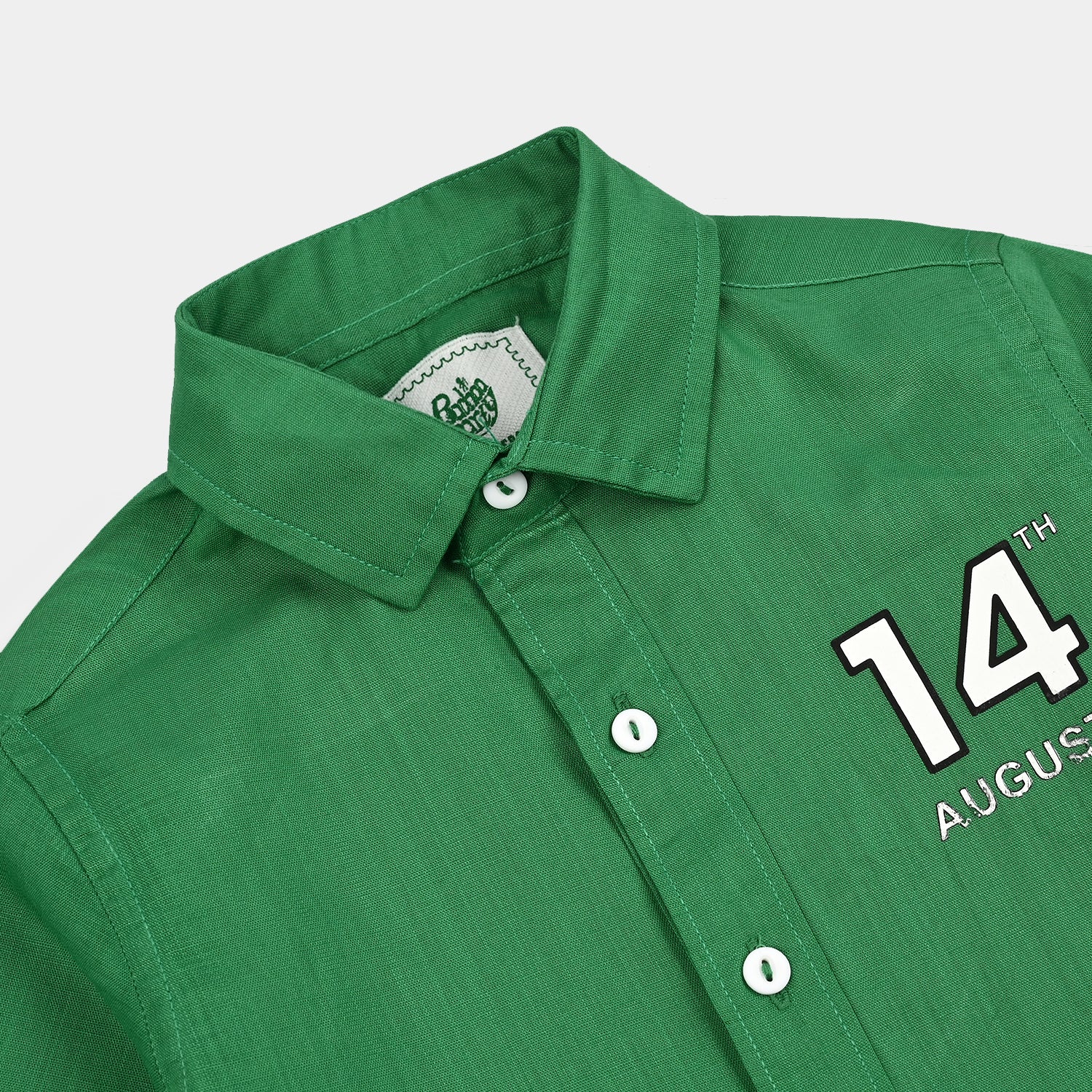 Boys Cotton Slub Shirt H/S (Azadi)-Green - Image 2