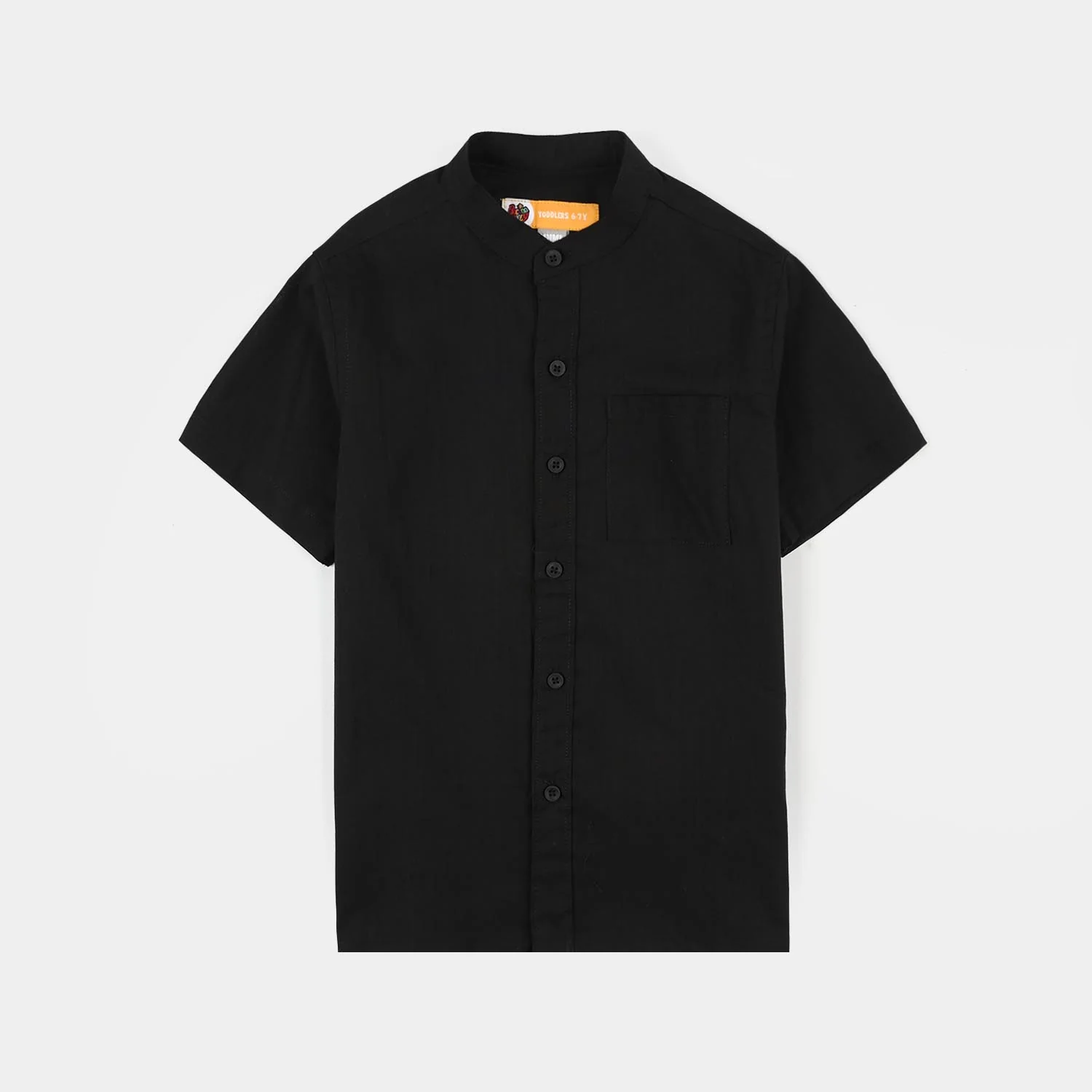 Boys Cotton Slub Shirt (Hello) - BLACK