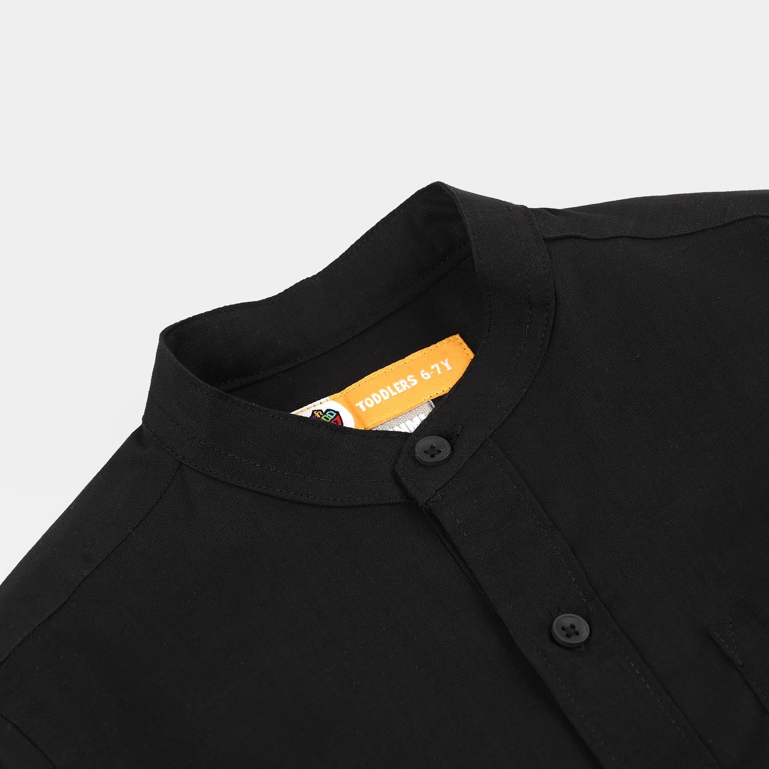 Boys Cotton Slub Shirt (Hello) - BLACK - Image 2