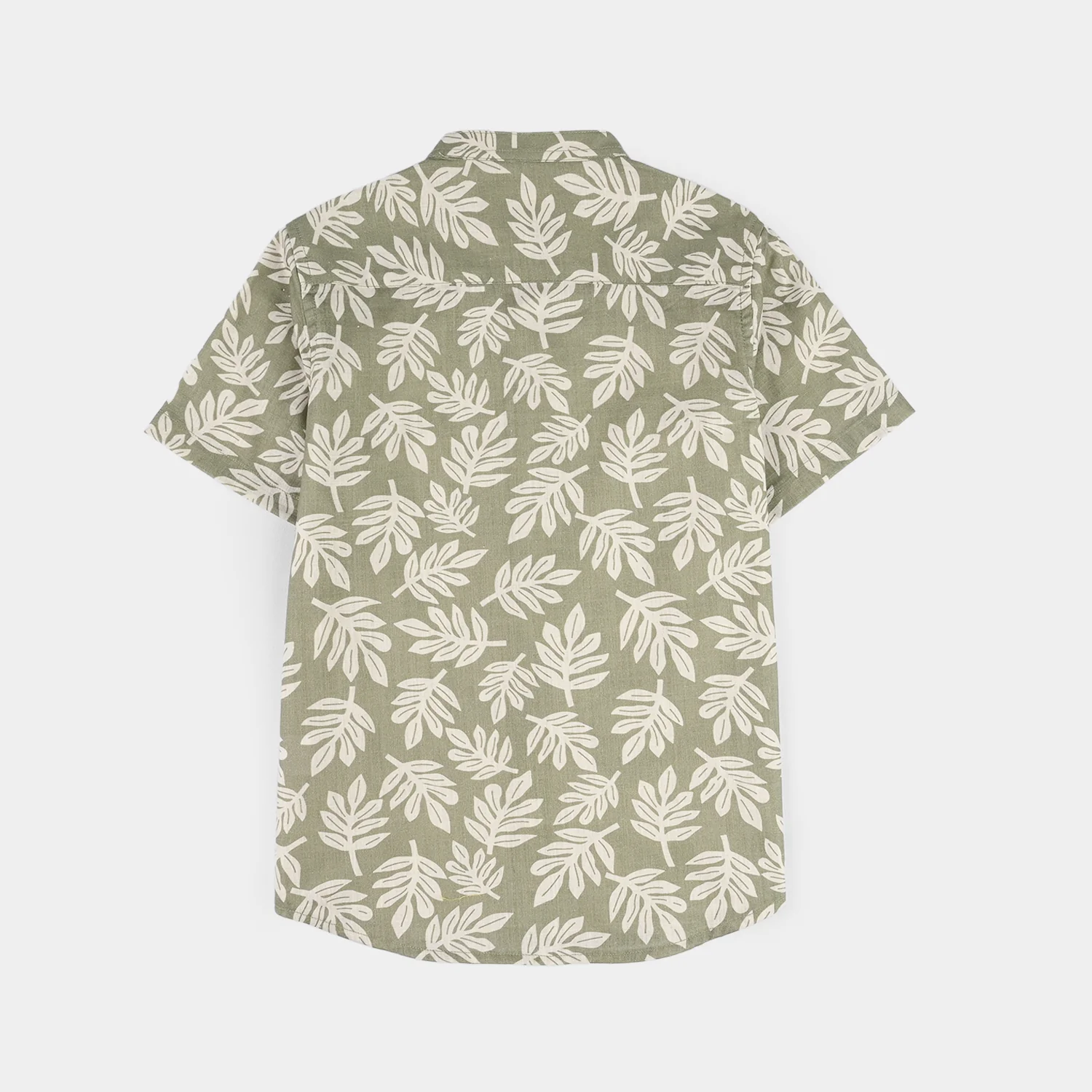 Boys Cotton Slub Shirt (Tropical Leaf) - Green - Image 4