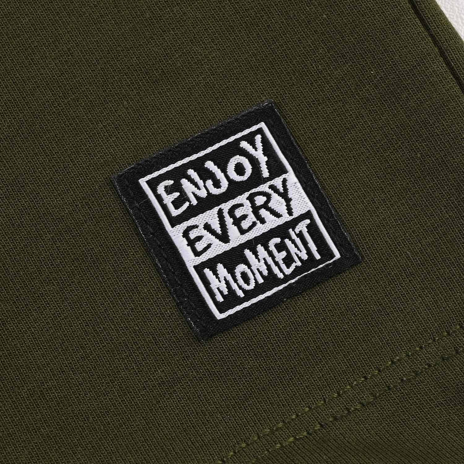 Boys Cotton Terry Short Enjoy Every Moment- Green - Image 2