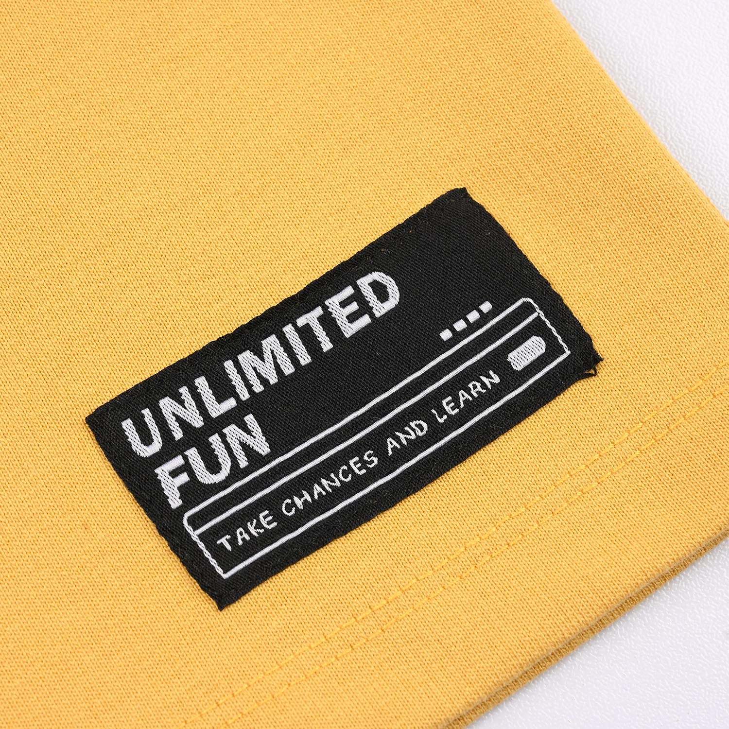 Boys Cotton Terry Short Unlimited Fun- Yellow - Image 3