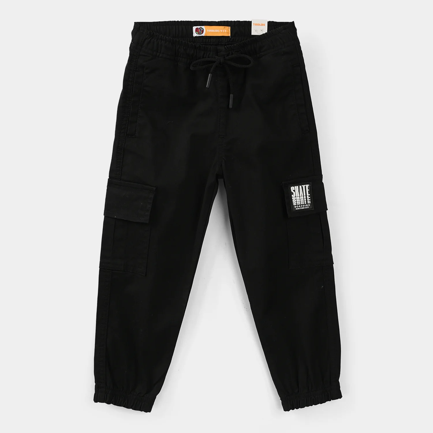 Boys Cotton Twill Pants (Roll Up) - Black