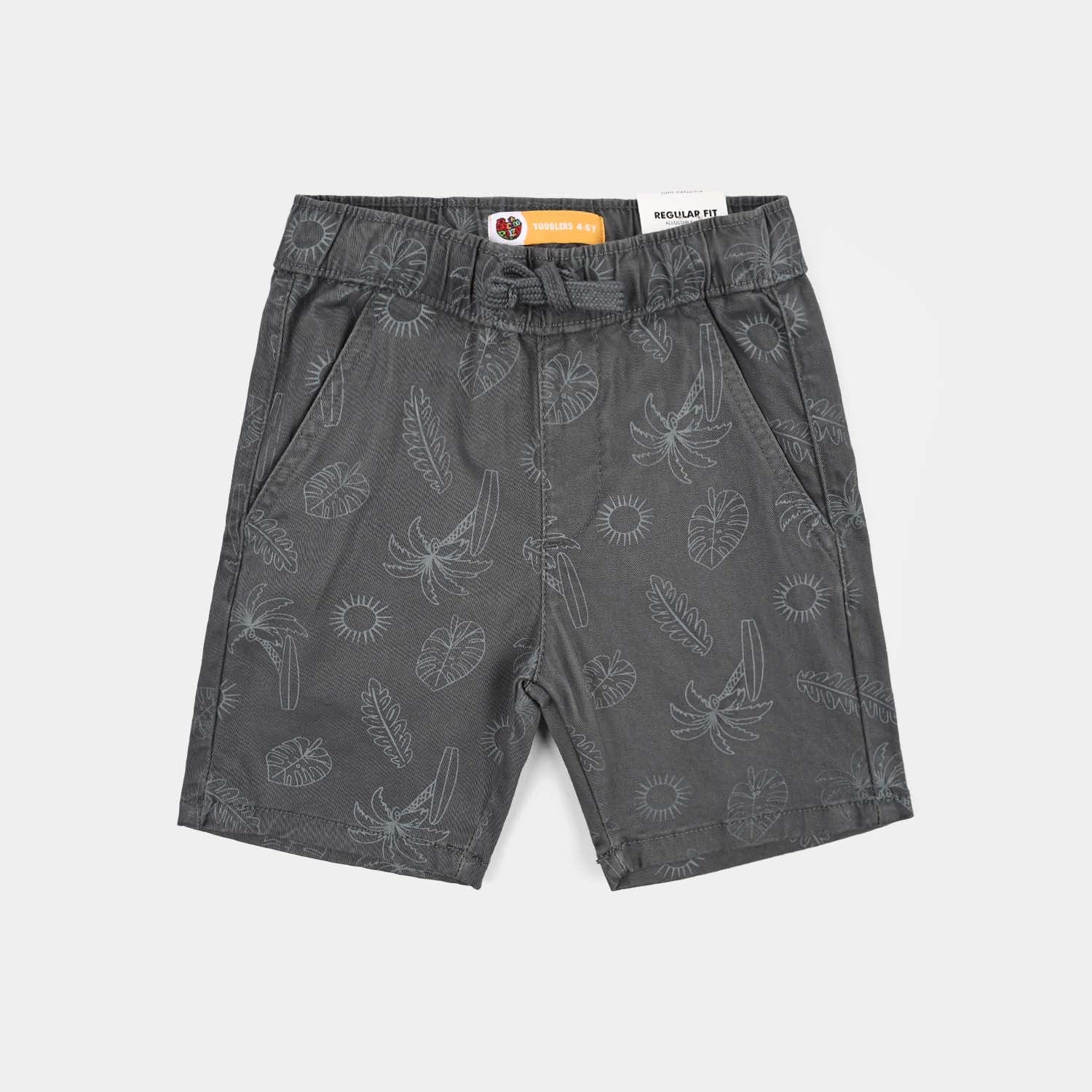 Boys Cotton Twill Short Always Funday-GREY