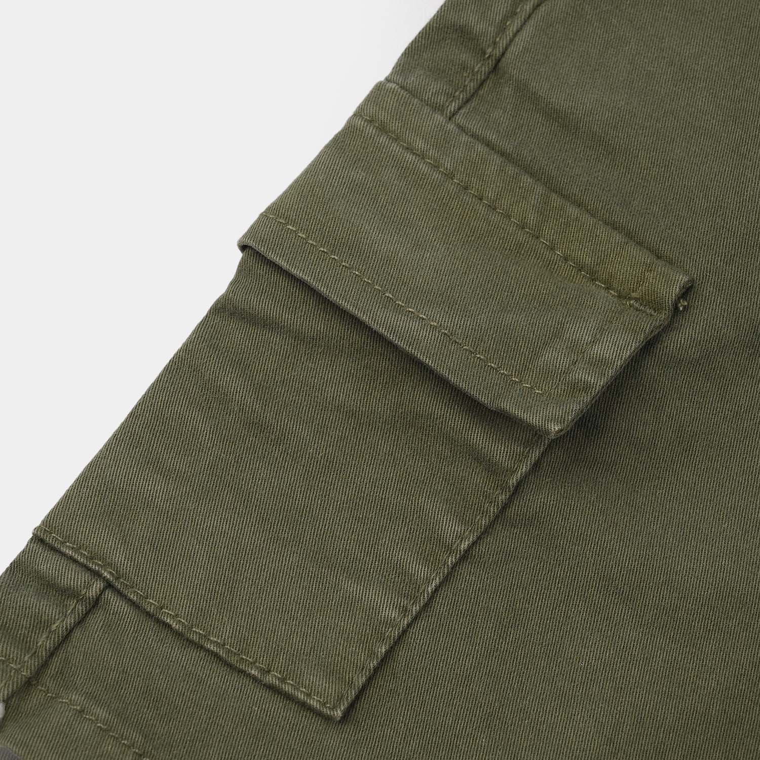 Boys Cotton Twill Shorts - Olive green - Image 3
