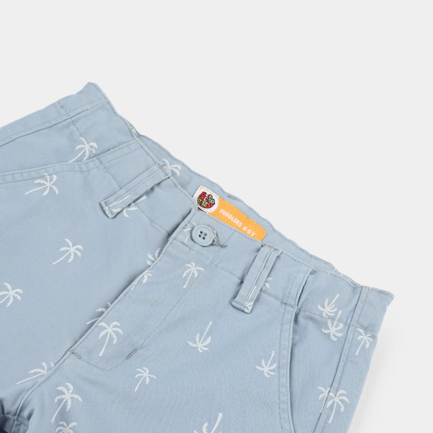Boys Cotton Twill Shorts (Palm Tree) - Blue - Image 2