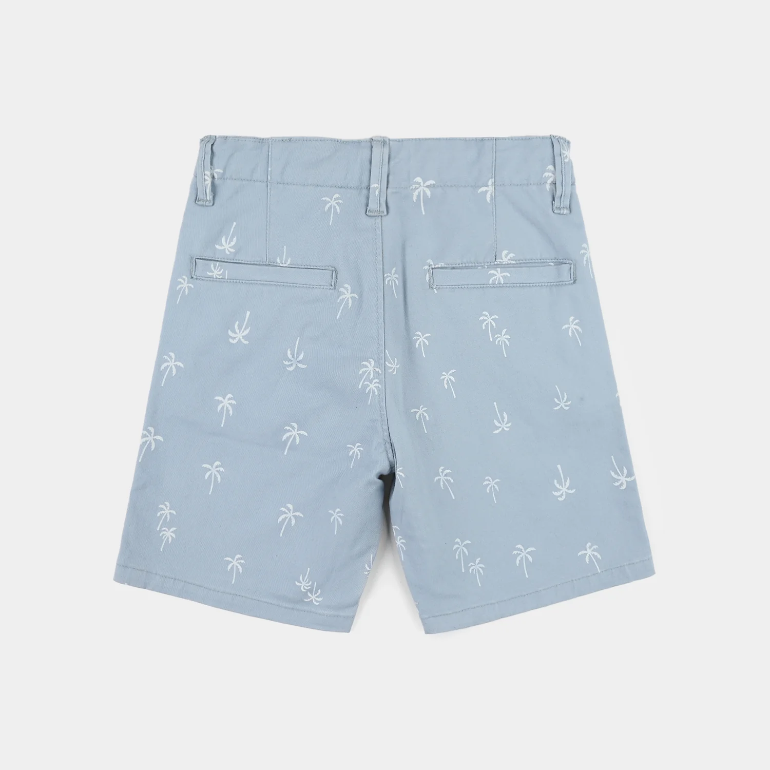 Boys Cotton Twill Shorts (Palm Tree) - Blue - Image 3