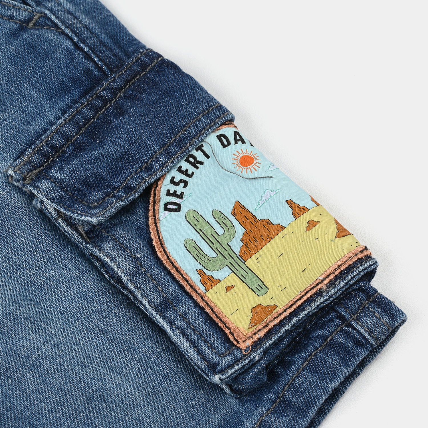 Boys Denim Rigid Shorts (Desert Day) - Mid Blue - Image 2
