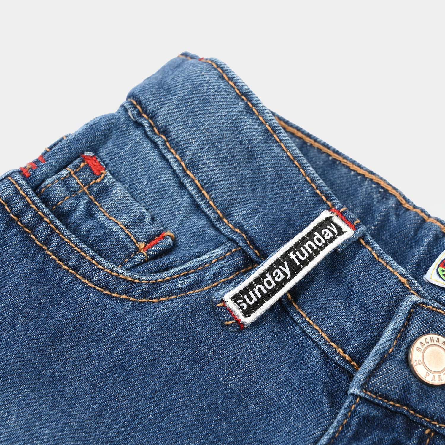 Boys Denim Rigid Shorts - Mid Blue - Image 3