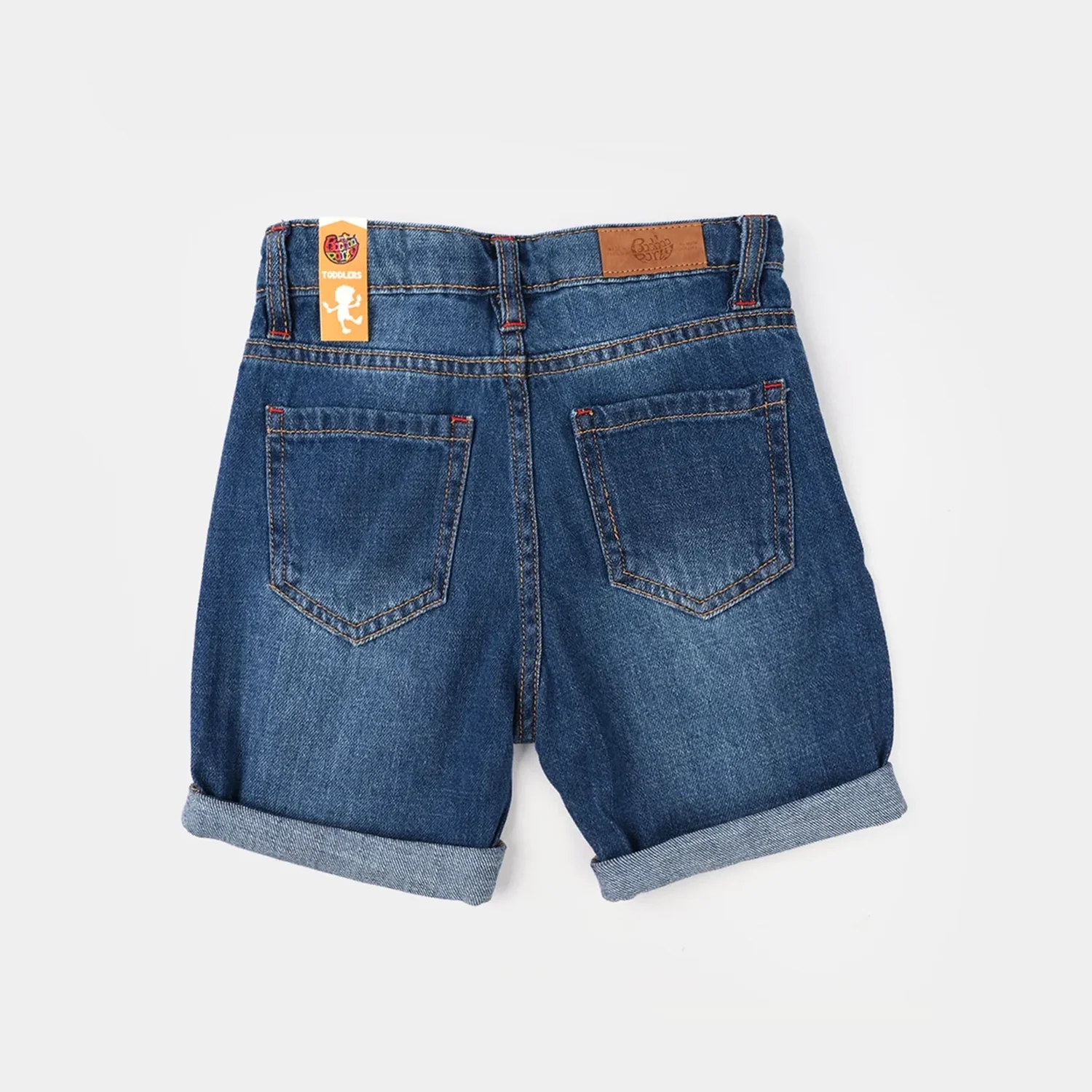Boys Denim Rigid Shorts - Mid Blue - Image 4