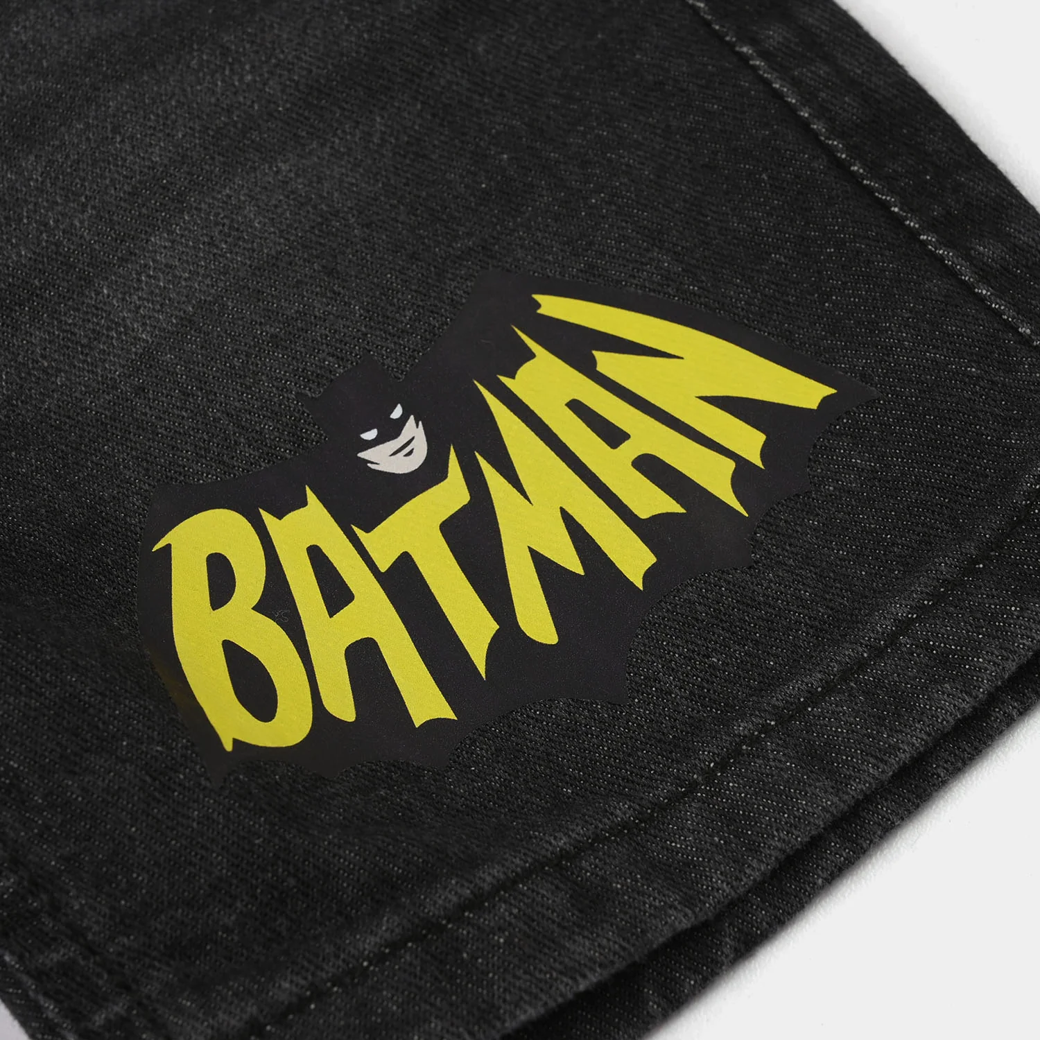 Boys Denim Rigid Shorts (The Bat Character) - Black - Image 3