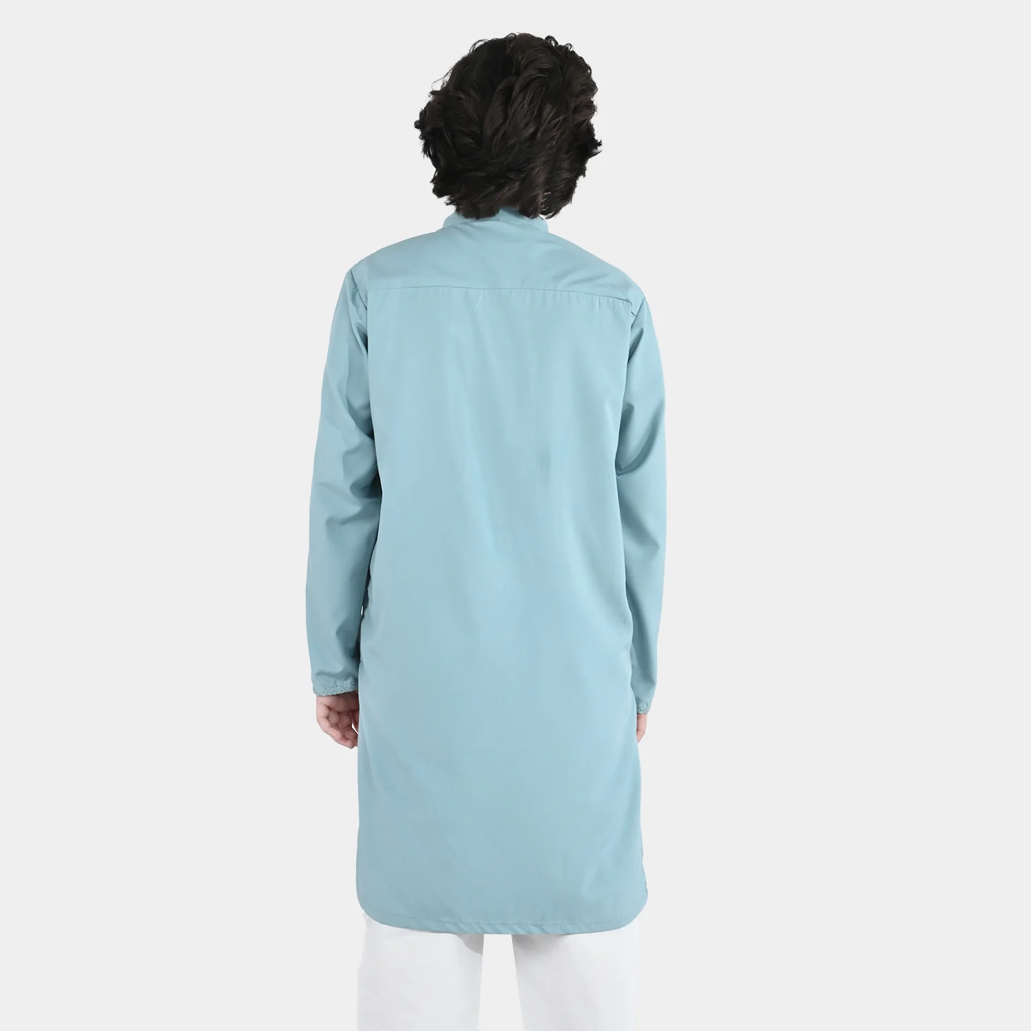 Boys Poly Viscose Embroidered Kurta (Pleasant) - Sky Grey - Image 5