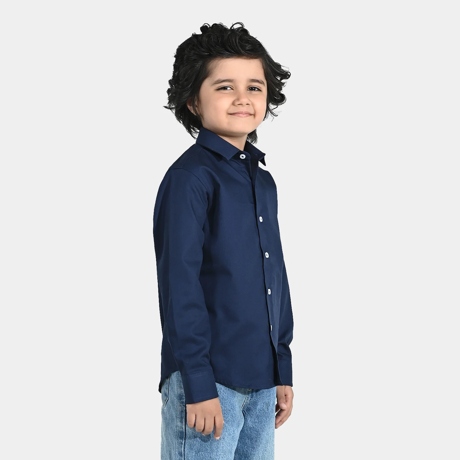 Boys Yarn Dyed Formal Shirt - Navy - Image 2