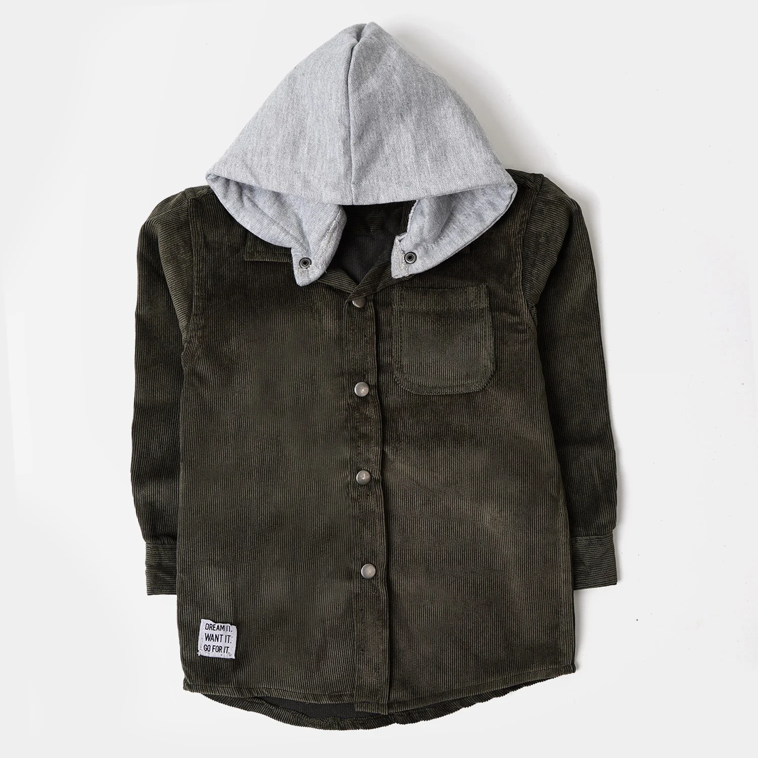 Boys Hooded Shirt Dream It - Dark Green