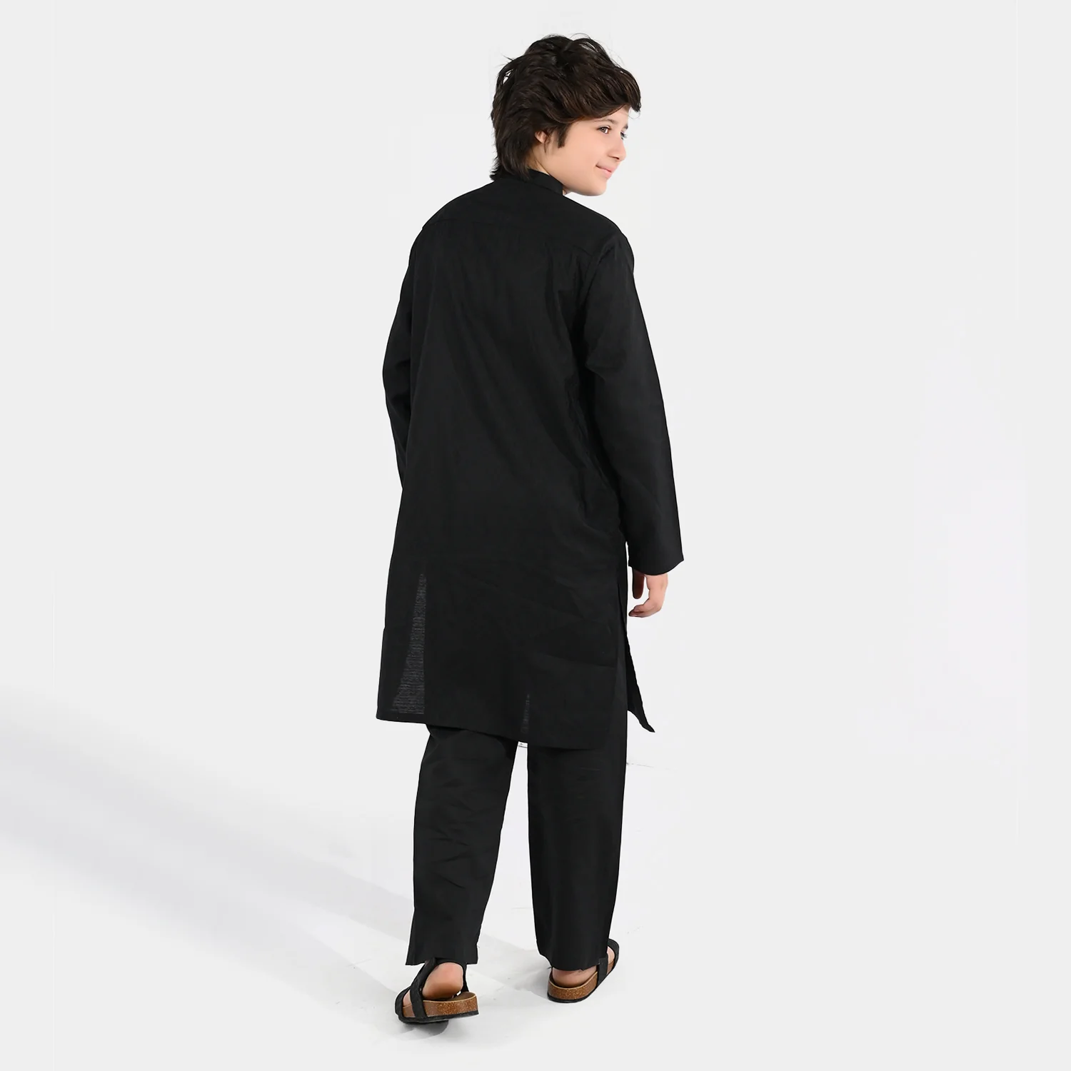 Boys Jacquard Kurta Pajama (Khas) - Black - Image 5