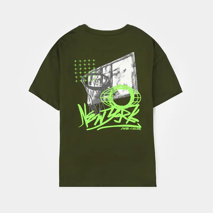Boys Jersey/Terry T-Shirt (Basketball New York) - Rifle Green