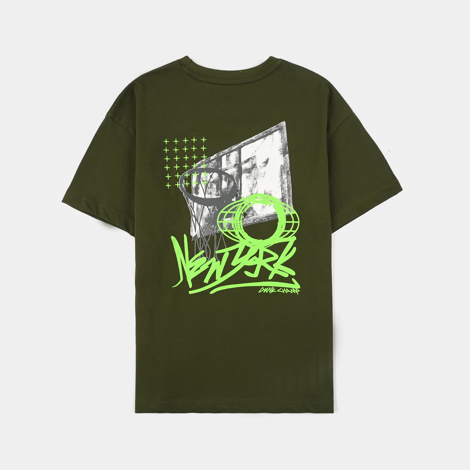 Boys Jersey/Terry T-Shirt (Basketball New York) - Rifle Green - Image 5