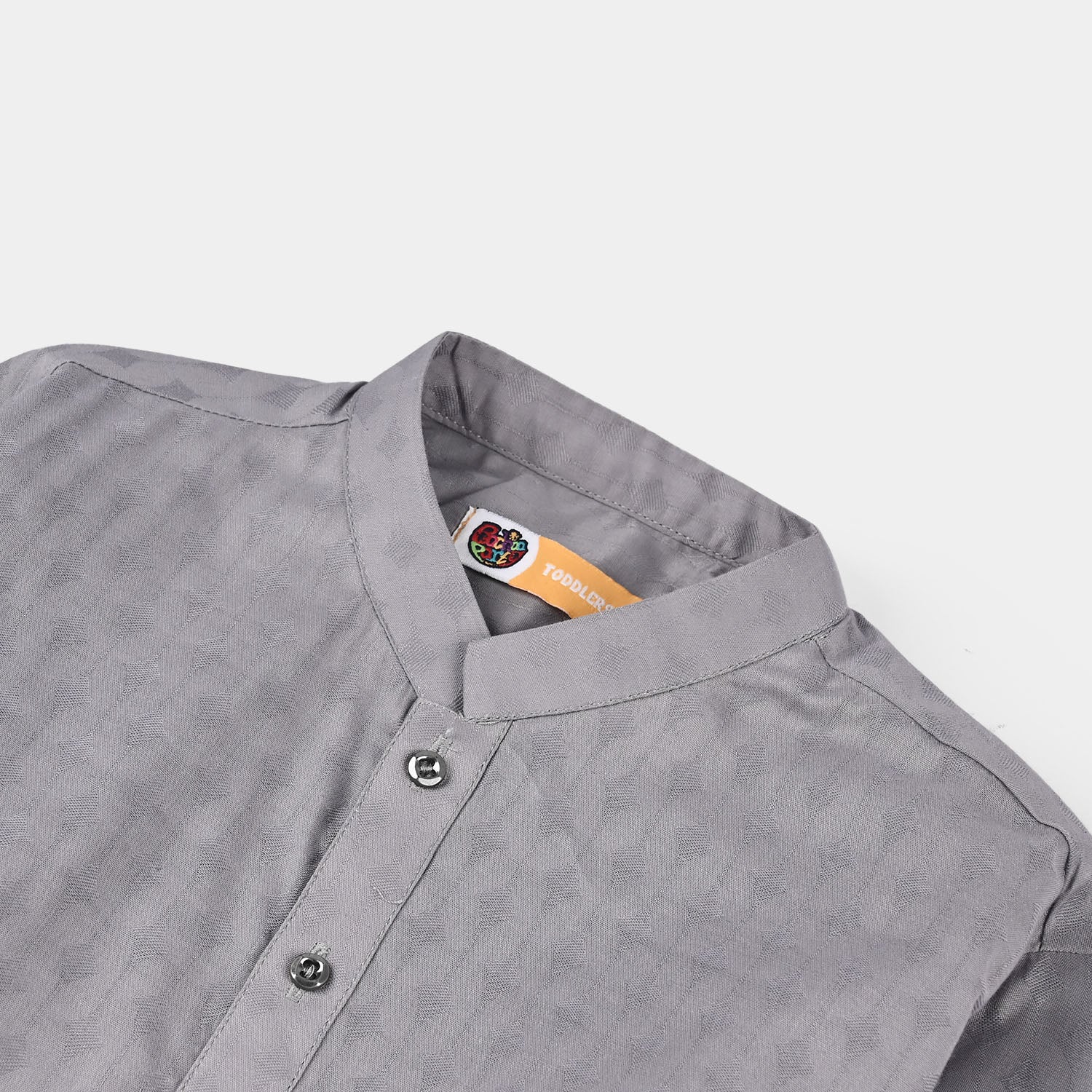 Boys Cotton Jacquard Kurta – Light Grey - Image 6