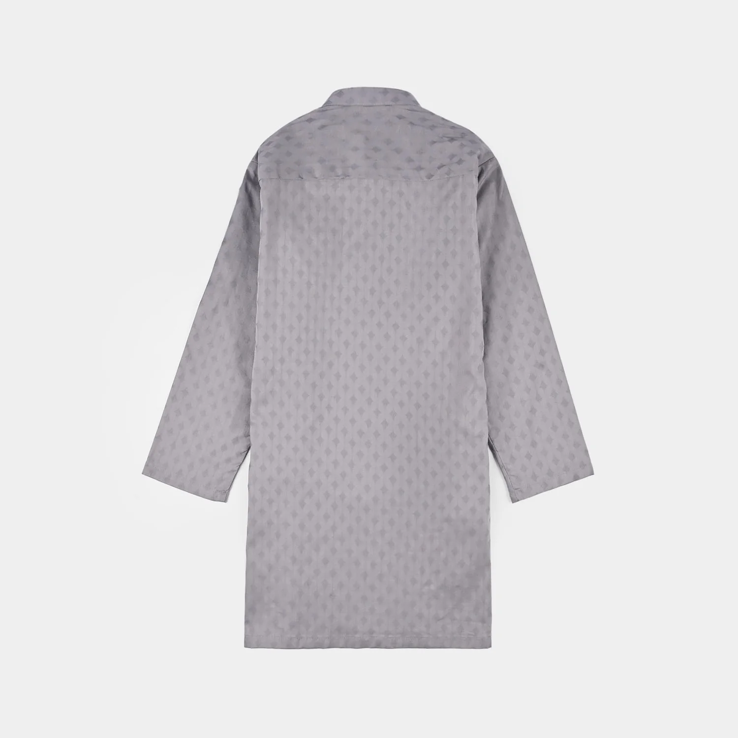 Boys Cotton Jacquard Kurta – Light Grey - Image 7