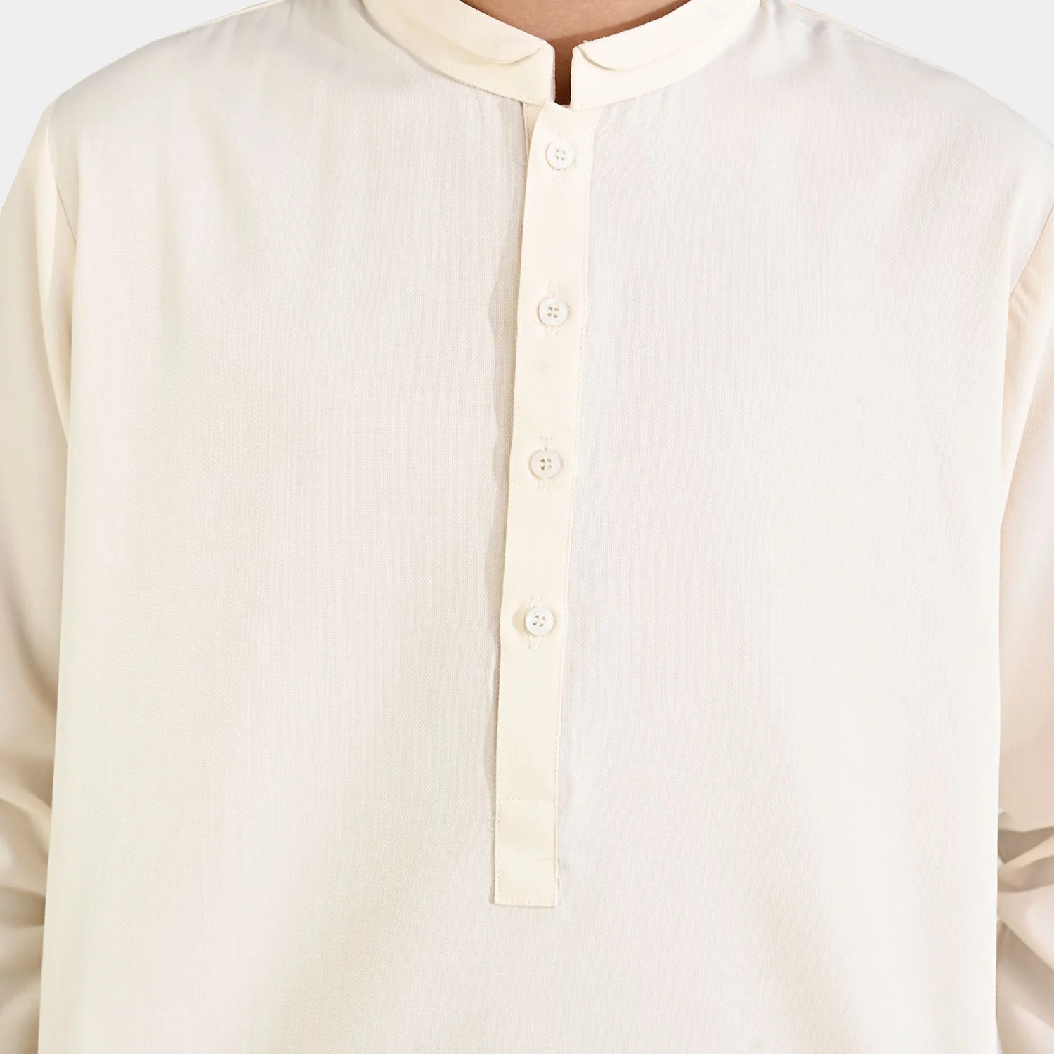 Boys Poly Viscose Kurta Pajama (Overlay) - Off White - Image 2