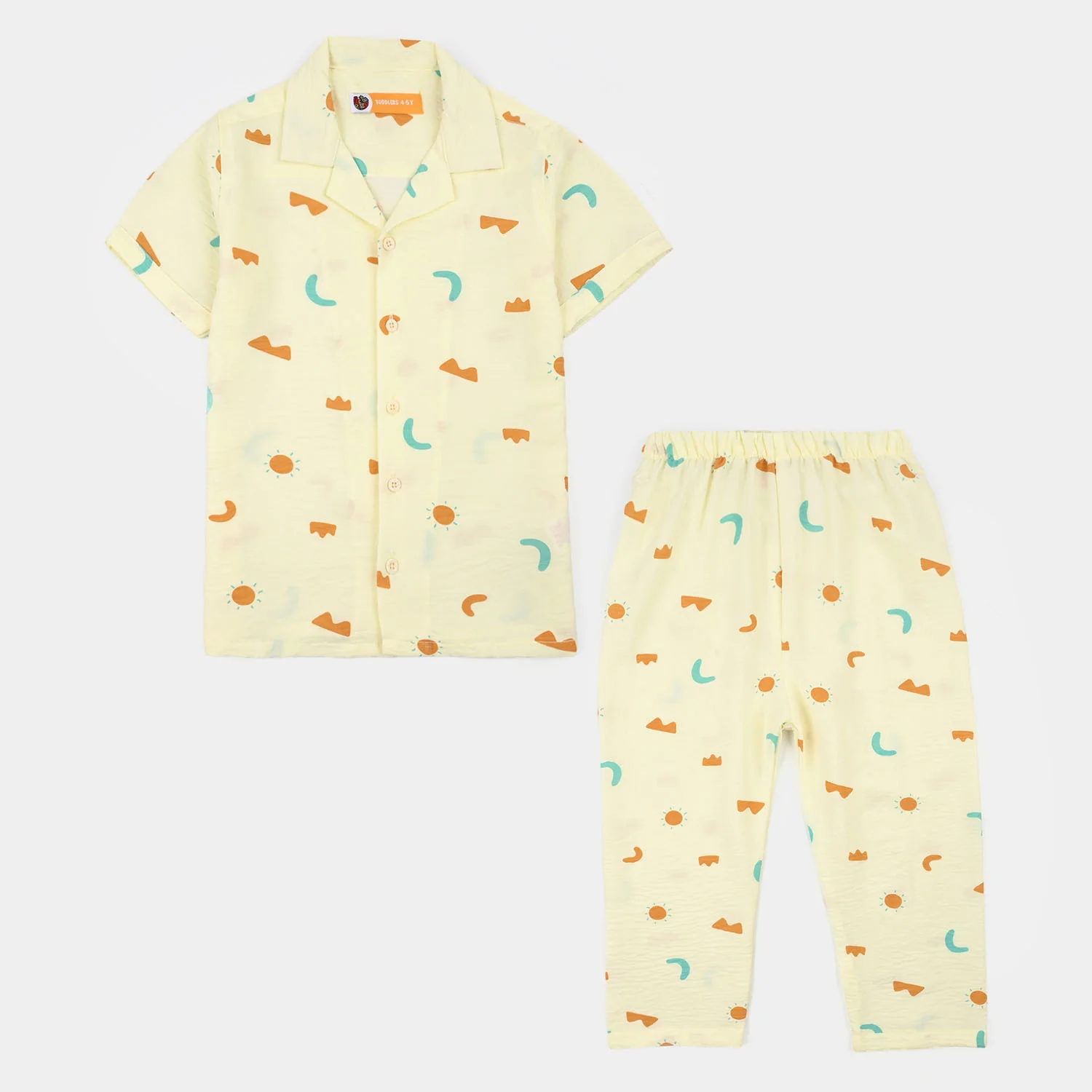 Boys Linen Viscose Nightwear-Shapes-Off.White
