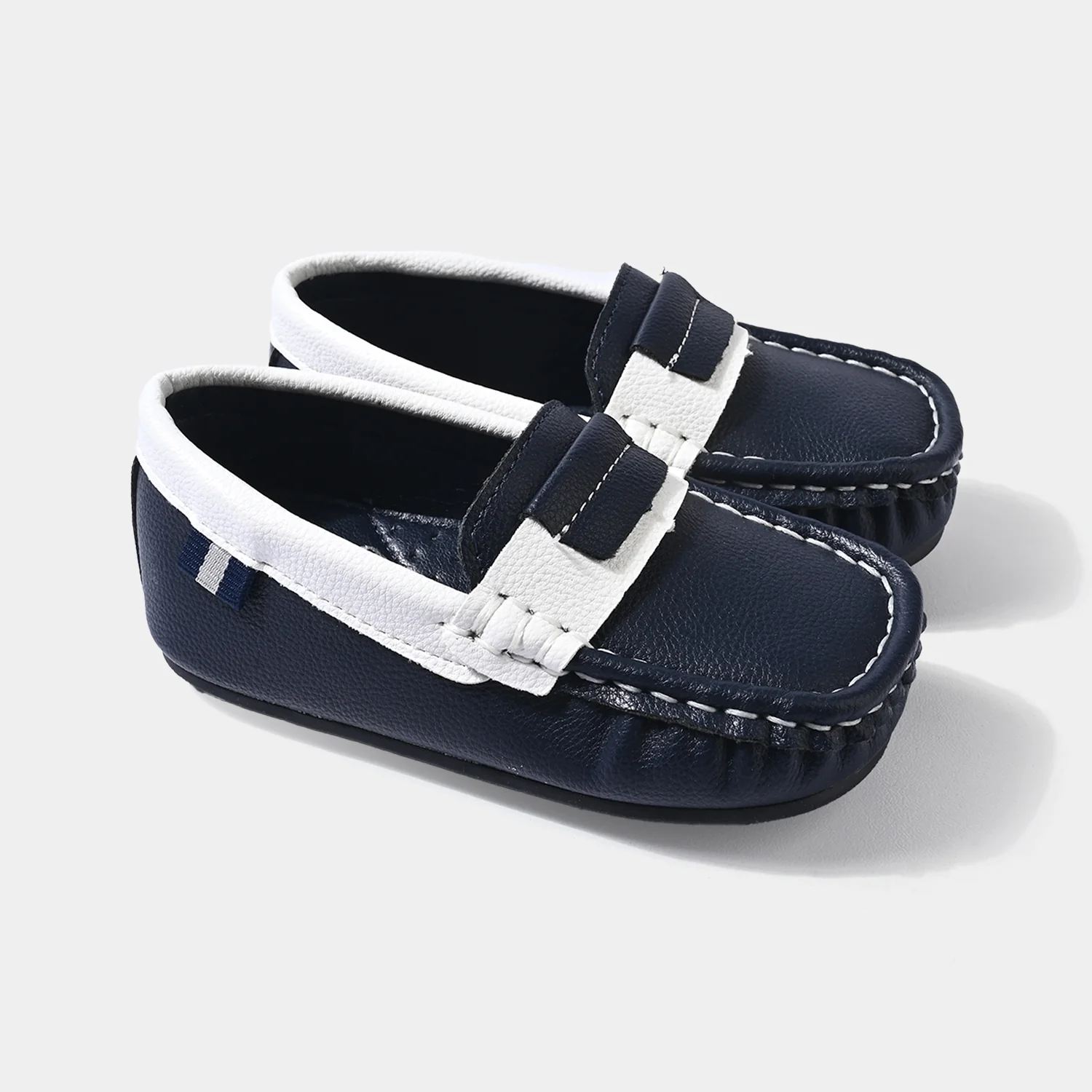 Boys Loafers H502-L1 Slip-On Moccasins – Navy - Image 3