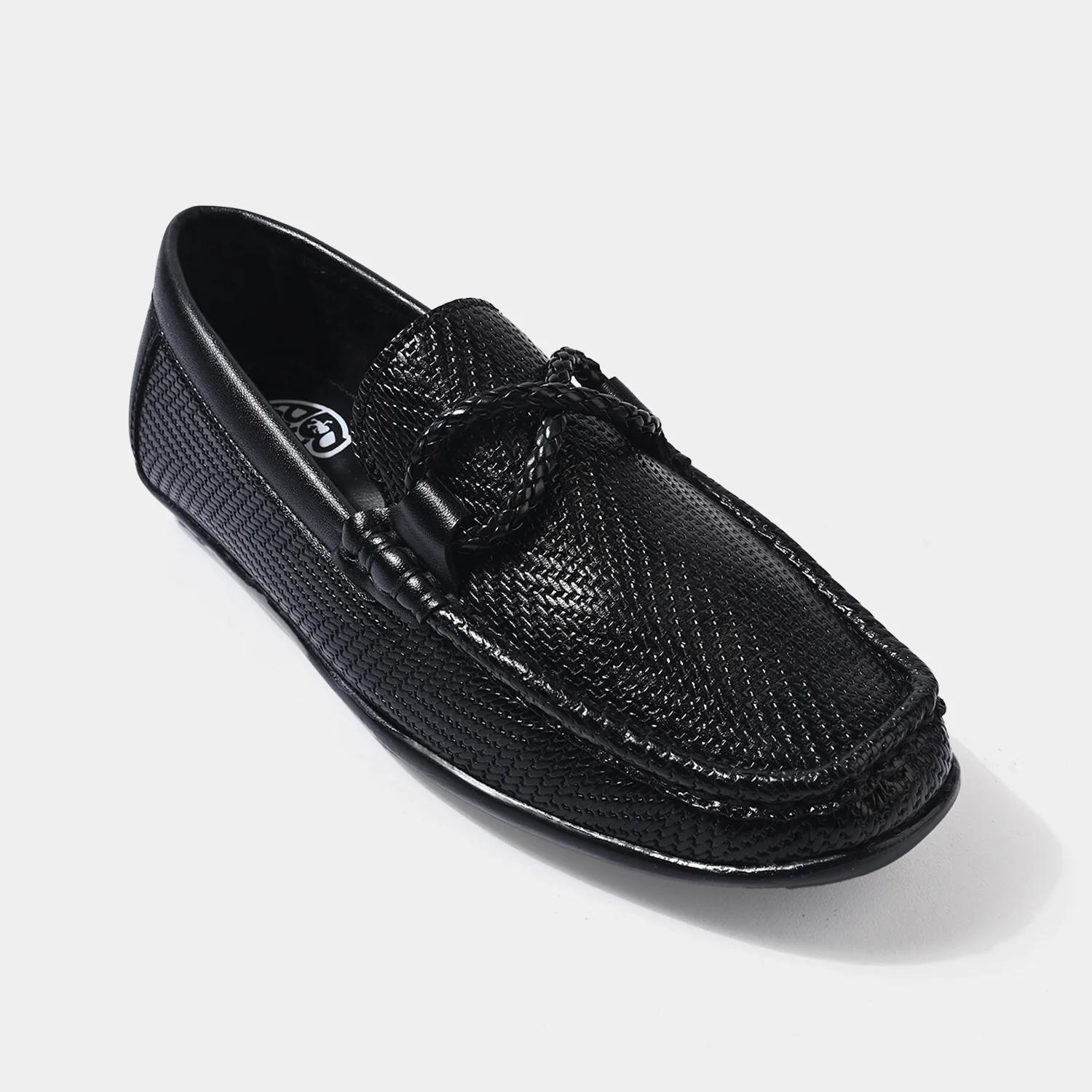 Boys Loafers SS-001 Woven Braided Moccasins – Black