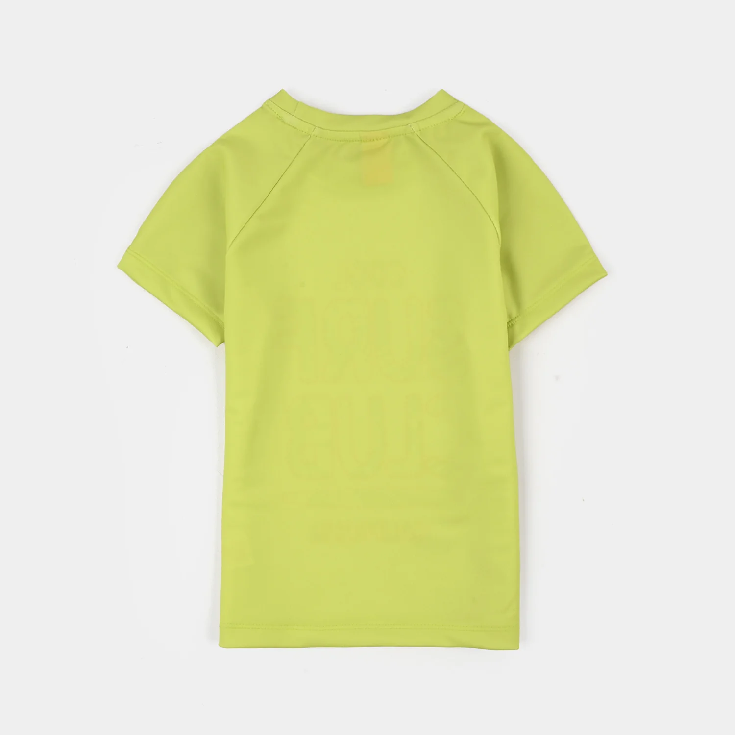 Boys Nylon Swimming 2-Piece Suit – Lemon Green with Raglan Sleeves and Tropical Print - Image 4