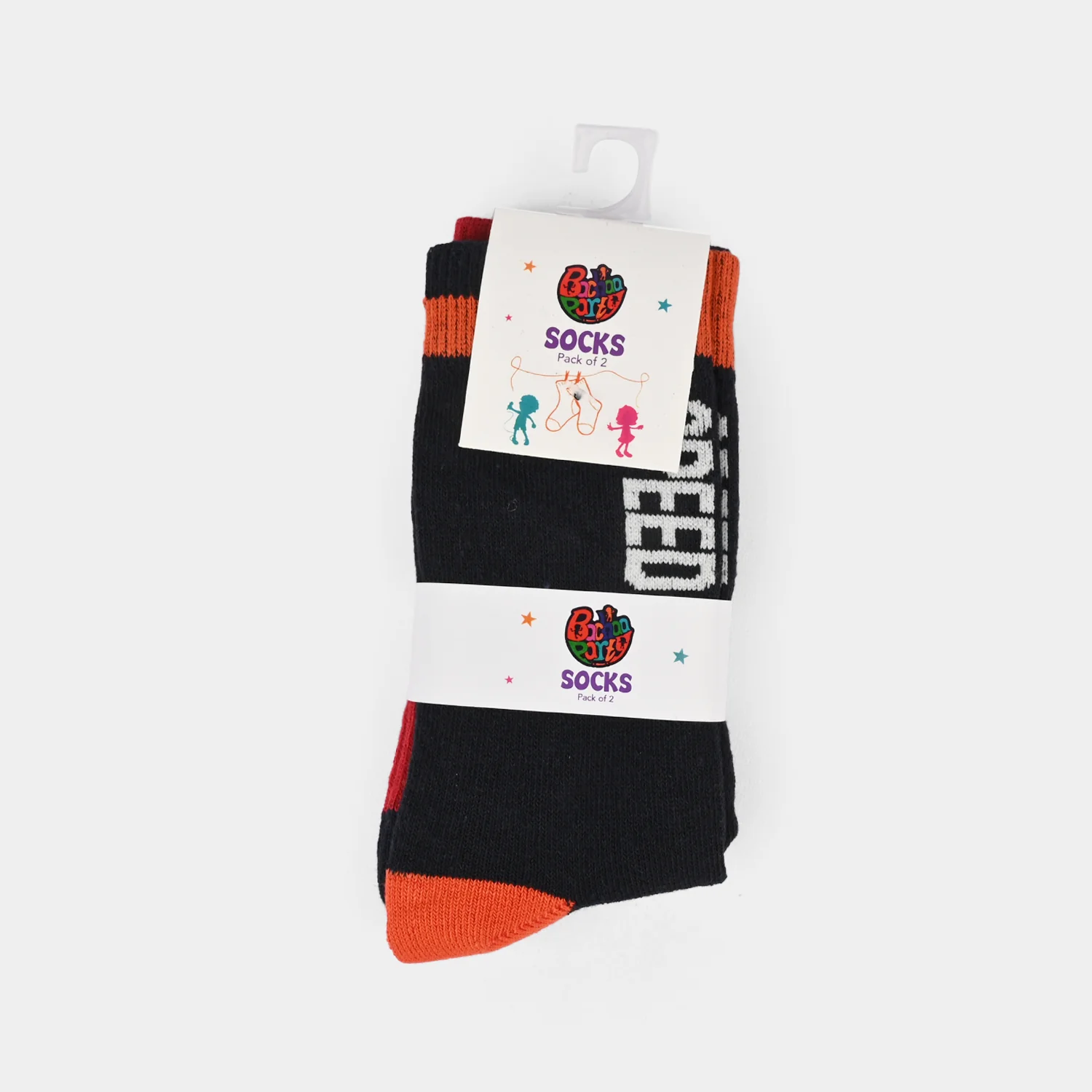 Boys Cotton Socks Pack of 2 (Speed) - Navy/Red - Image 2