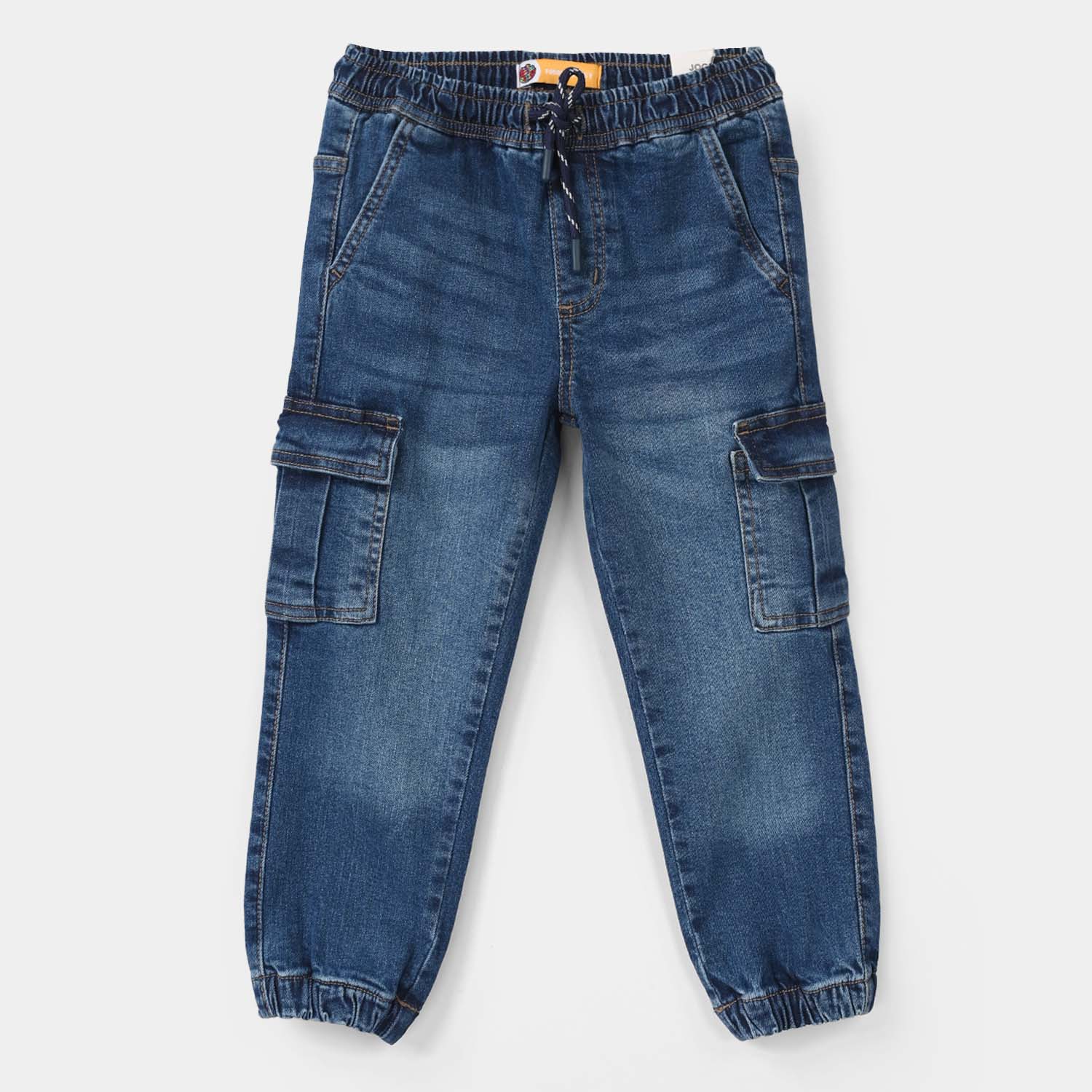 Boys Denim Stretch Jog Cargo Pants – Dark Blue