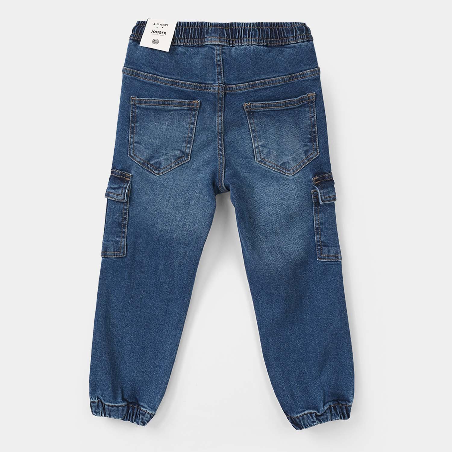 Boys Denim Stretch Jog Cargo Pants – Dark Blue - Image 4