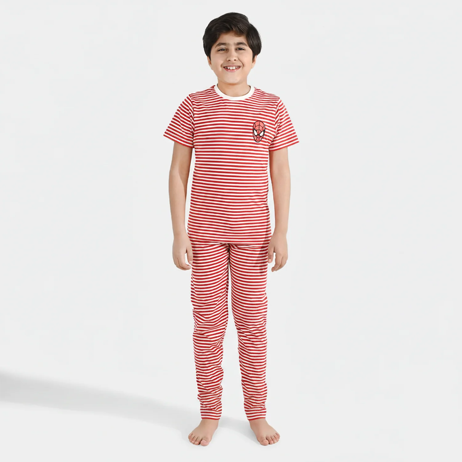 Boys PC Jersey Night Suit - White/Red - Image 3