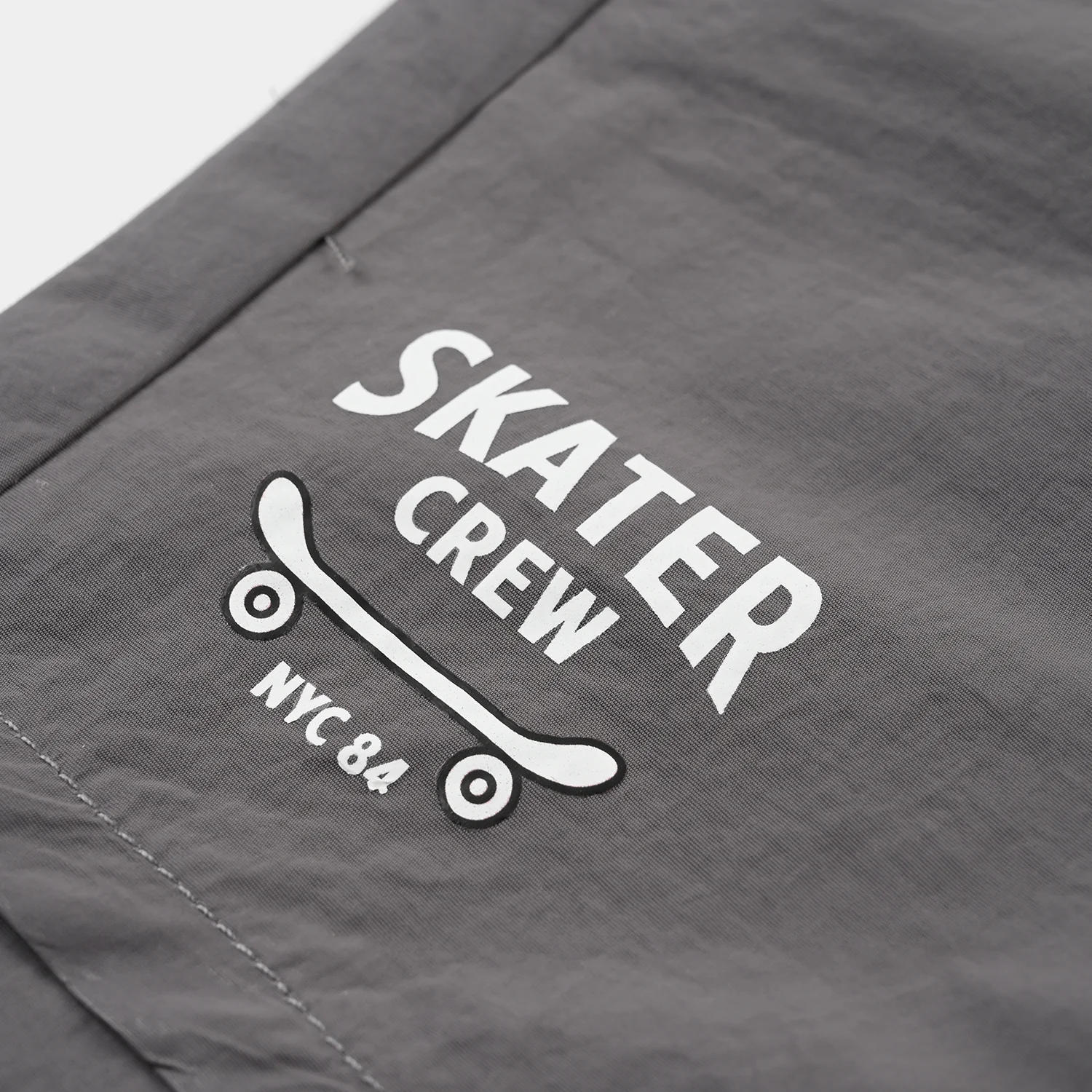 Boys Poly Twill Poly Shorts Skater Crew – Grey - Image 3