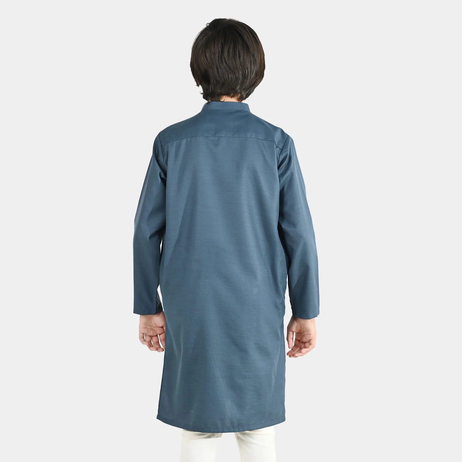 Boys Poly Viscose Basic Kurta - Teal - Image 4