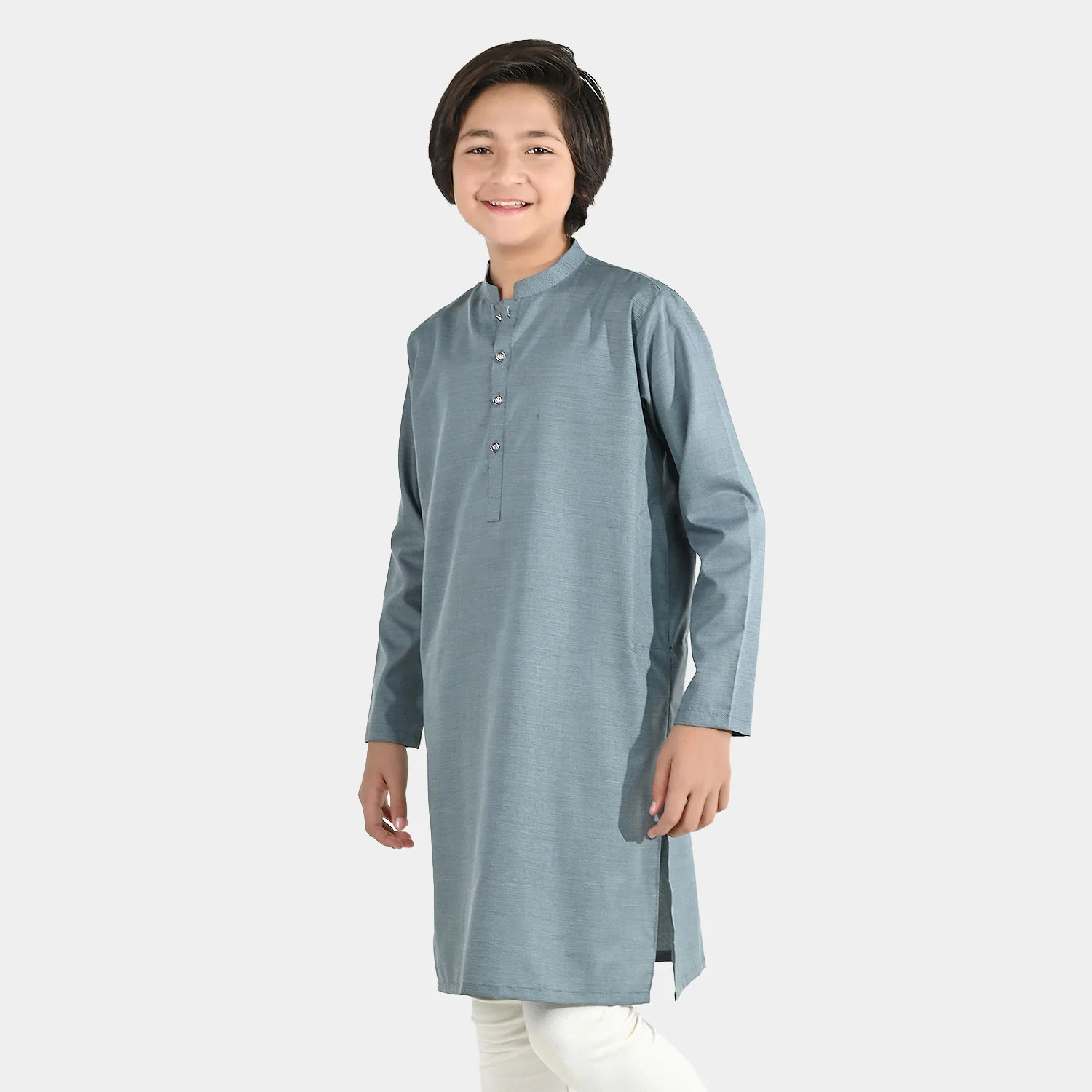 Boys Poly Viscose Basic Kurta - Grey - Image 2