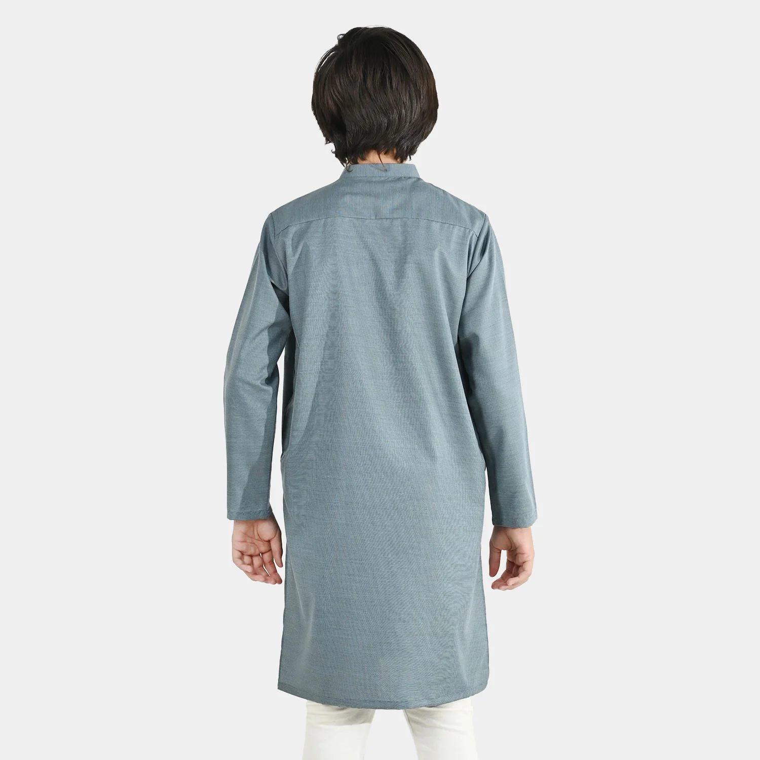 Boys Poly Viscose Basic Kurta - Grey - Image 4