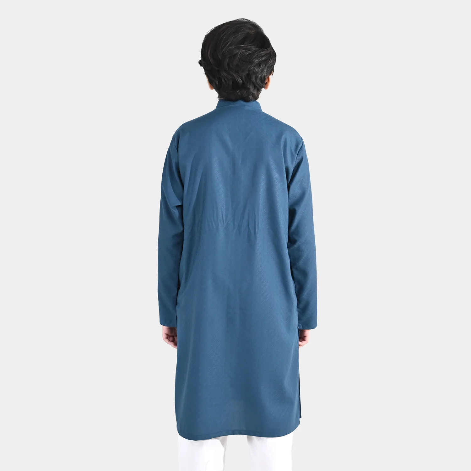 Boys Poly Viscose Basic Kurta (Jacquard) – Teal Green - Image 4