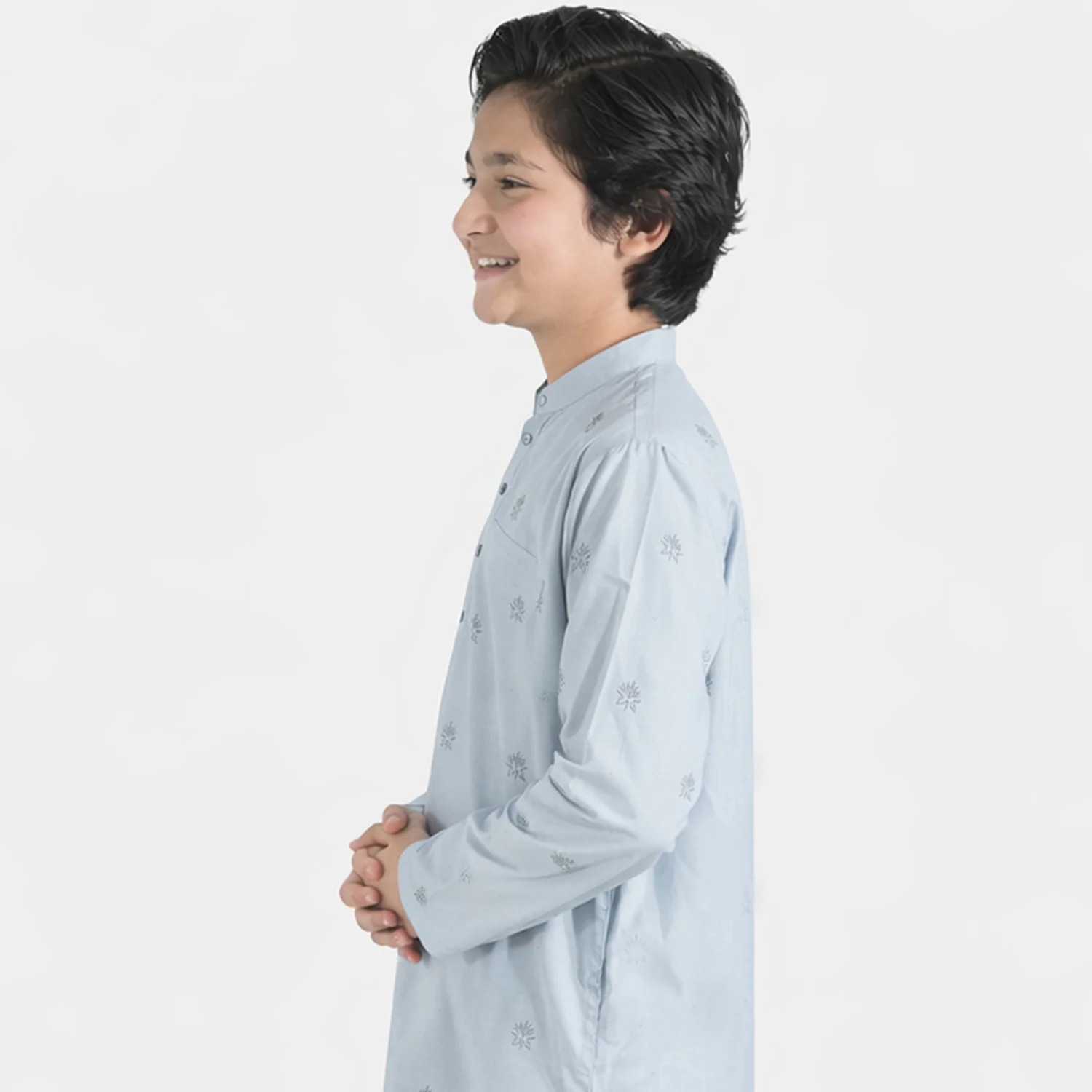 Boys Poly Viscose Embroidered Kurta (Chamak) – Sky Blue - Image 2