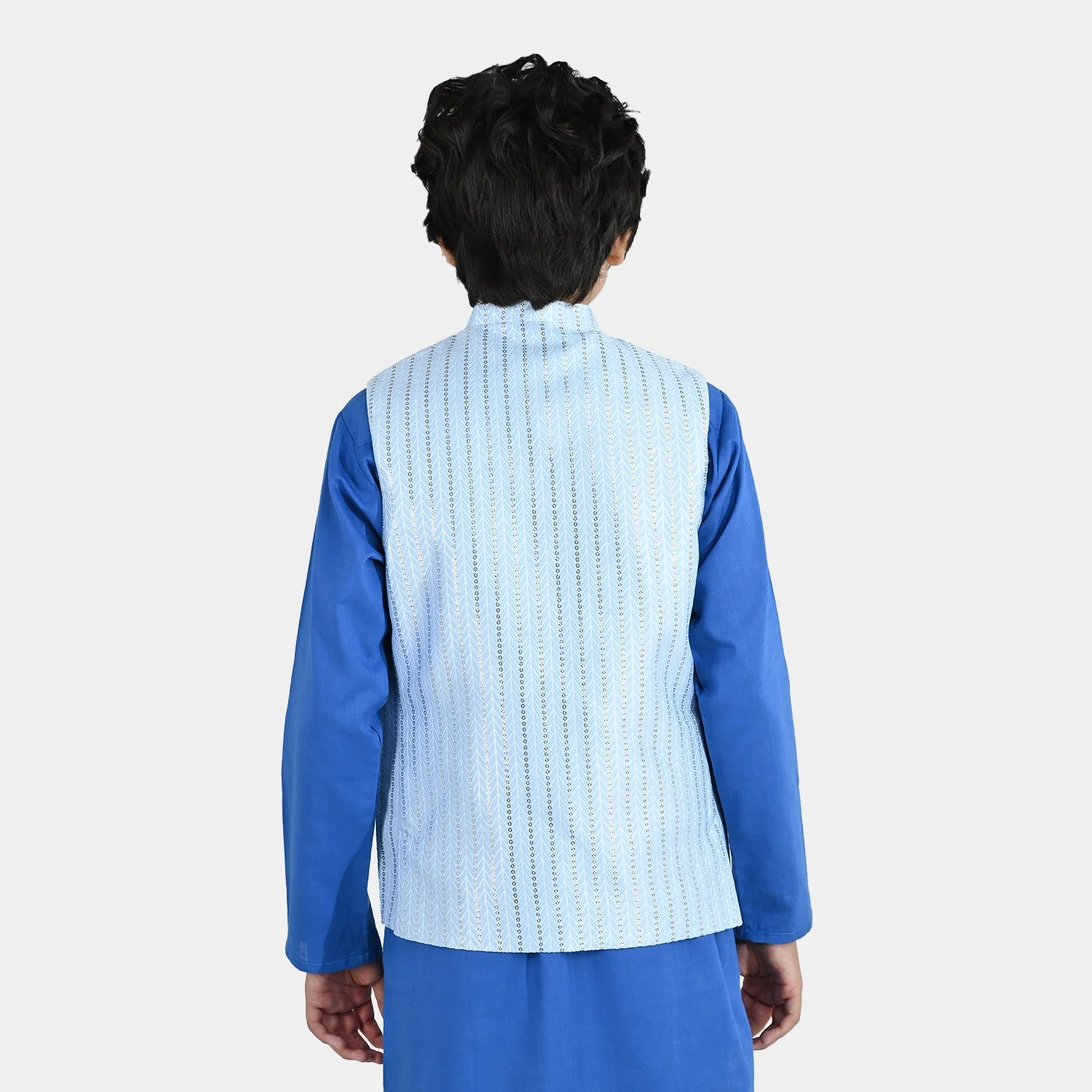 Boys Poly Viscose Waistcoat (Cloudy) - Blue - Image 5