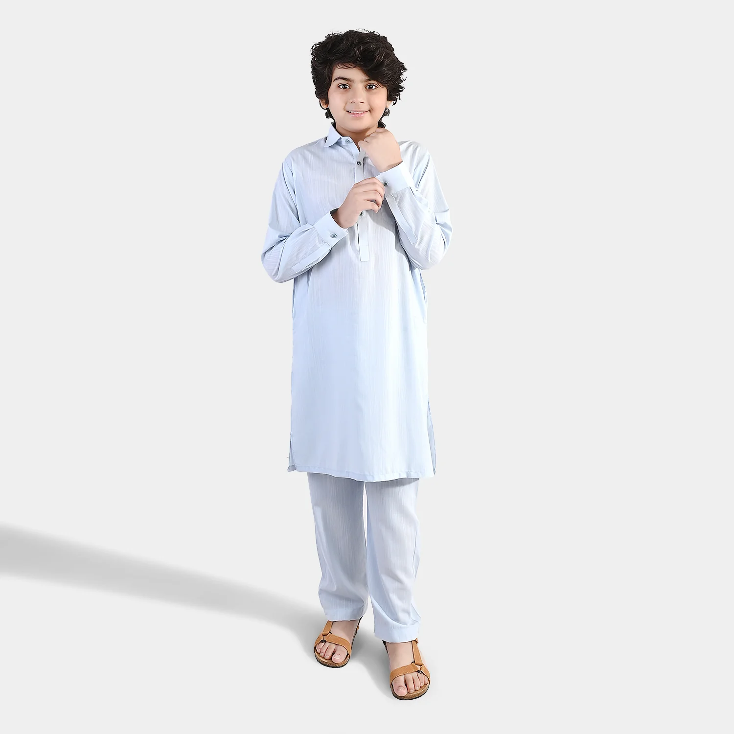 Boys Poly Viscose 2Piece Suit (Ice Melt)- Light Blue - Image 5