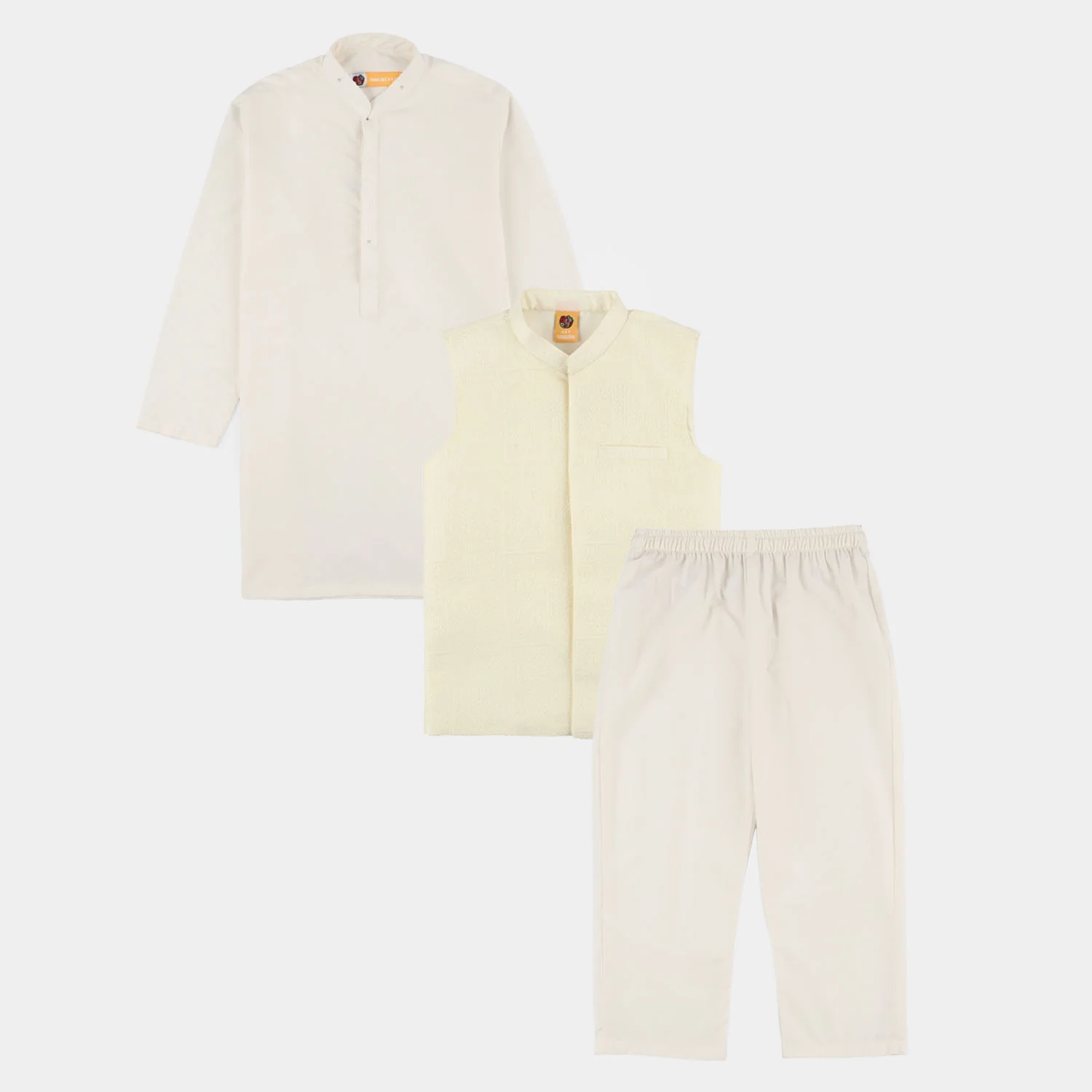 Boys Poly Viscose 3Piece Suit - Off White - Image 4