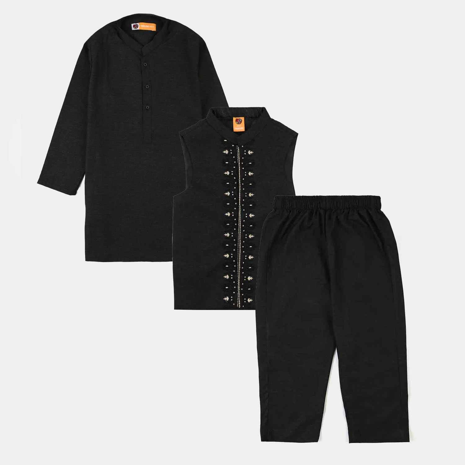 Boys Poly Viscose 3Piece Suit-Black Beauty