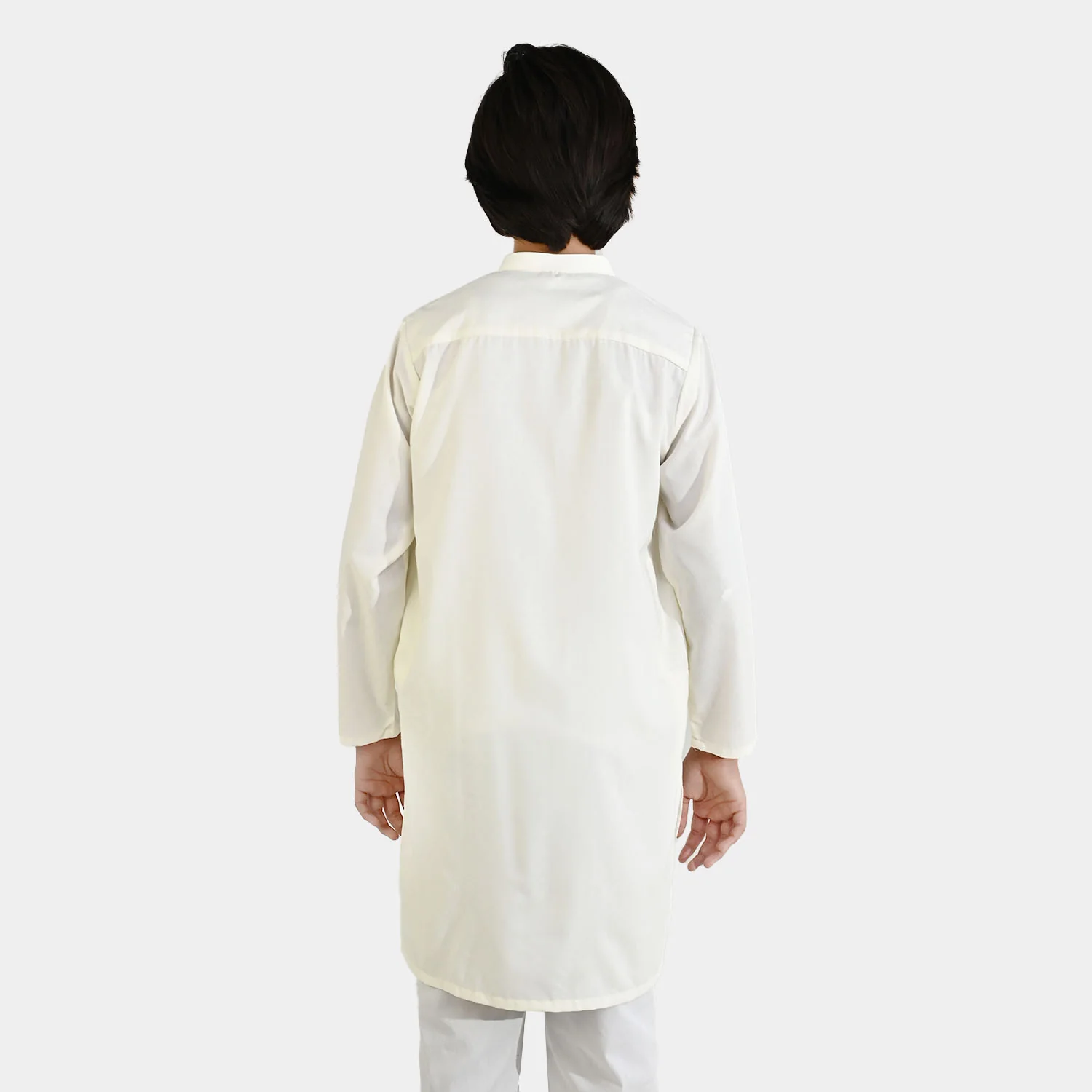 Boys Poly Viscose Embroidered Kurta (Lurex) - Cream - Image 5
