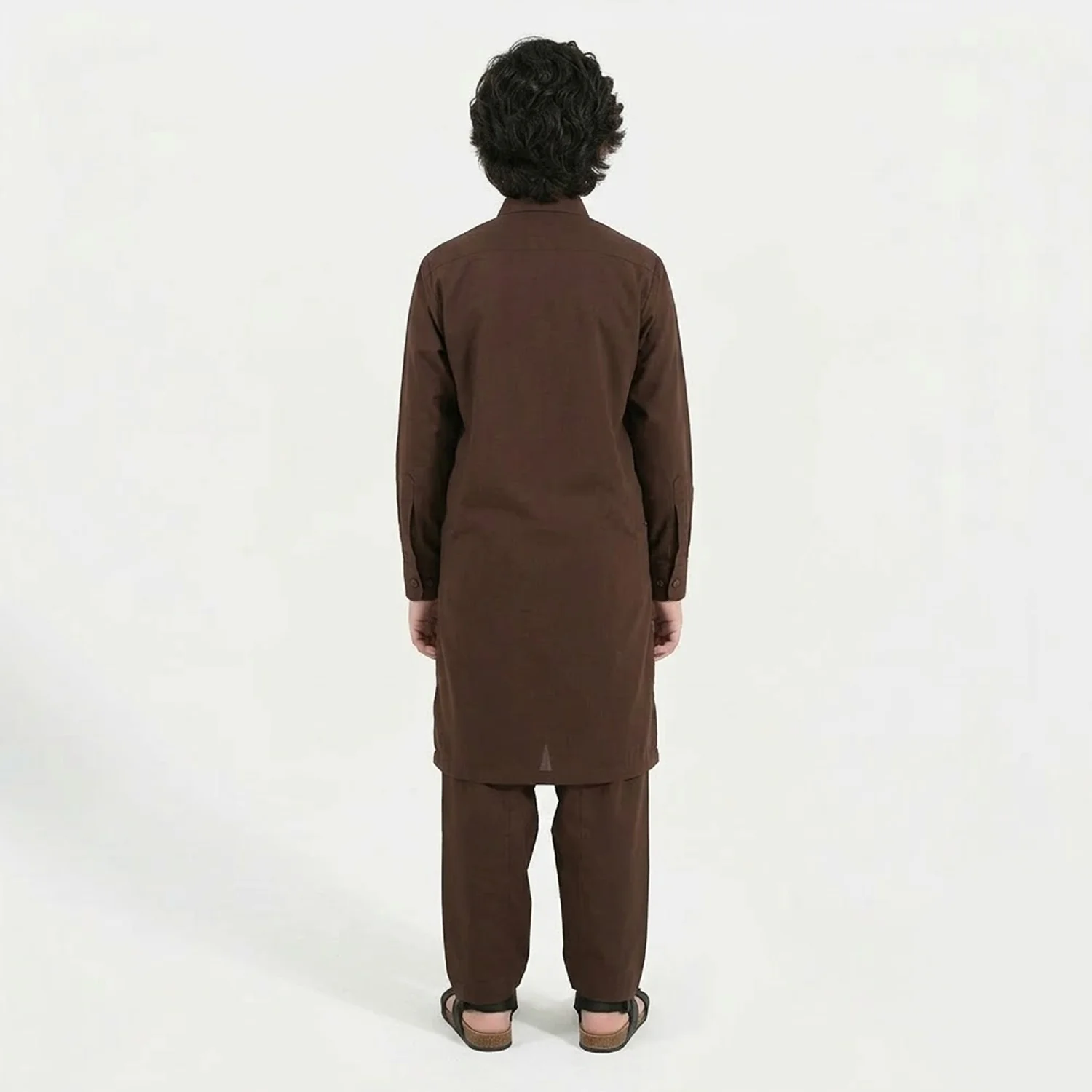 Boys Poly Viscose Kurta Pajama (Blended) - Brown - Image 3